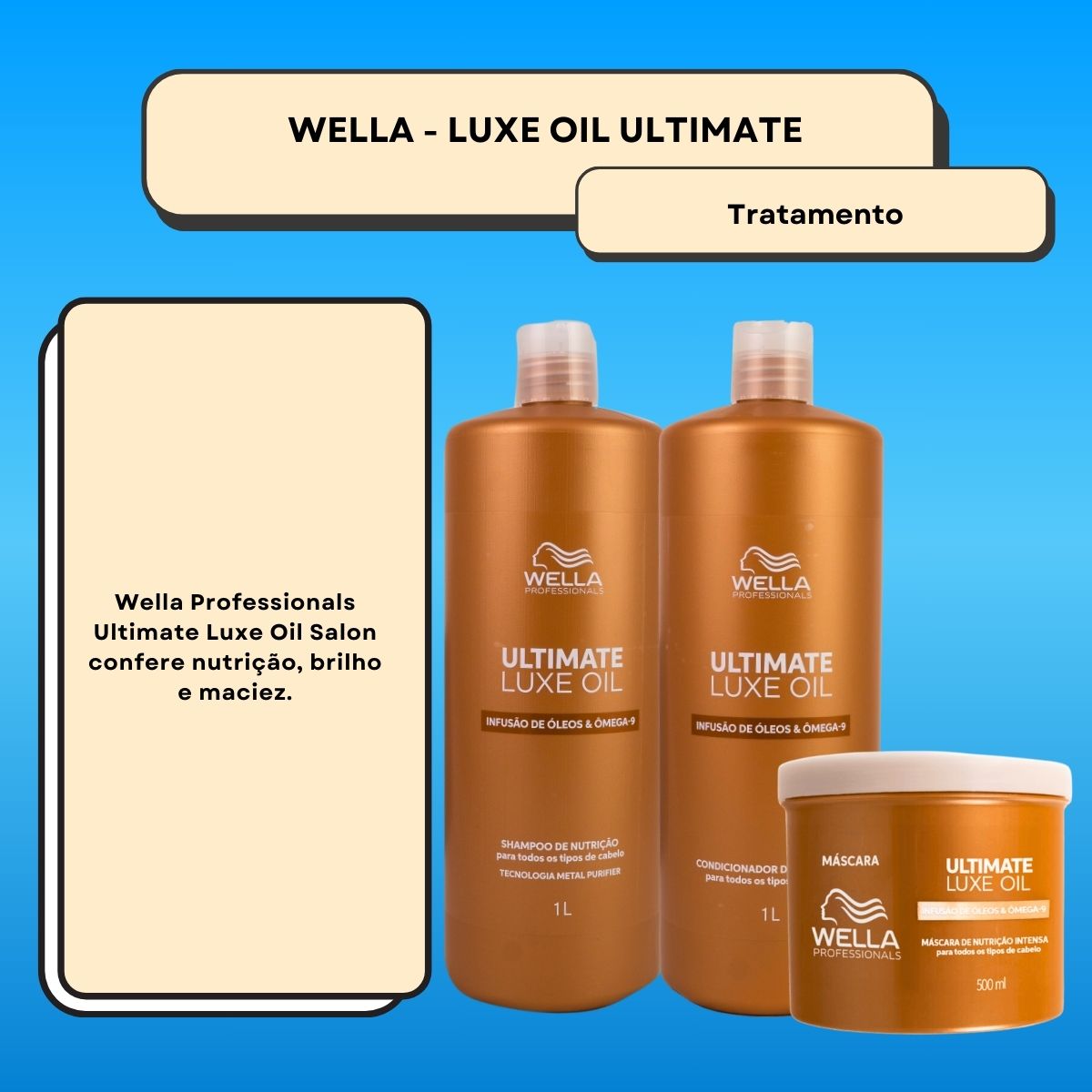 Kit Wella Ultimate Luxe Oil Salão (3 Produtos)
