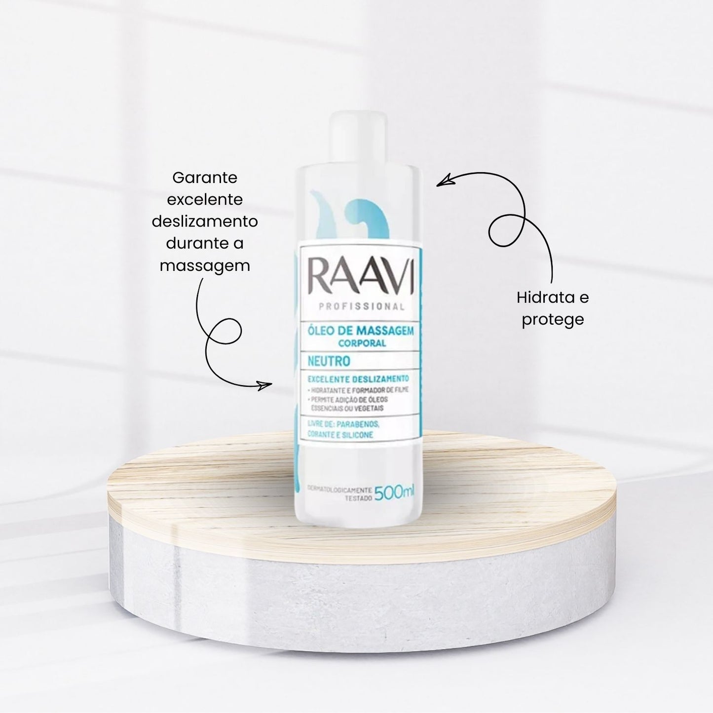 Raavi Oleo de Massagem Corporal Neutro 500 ml