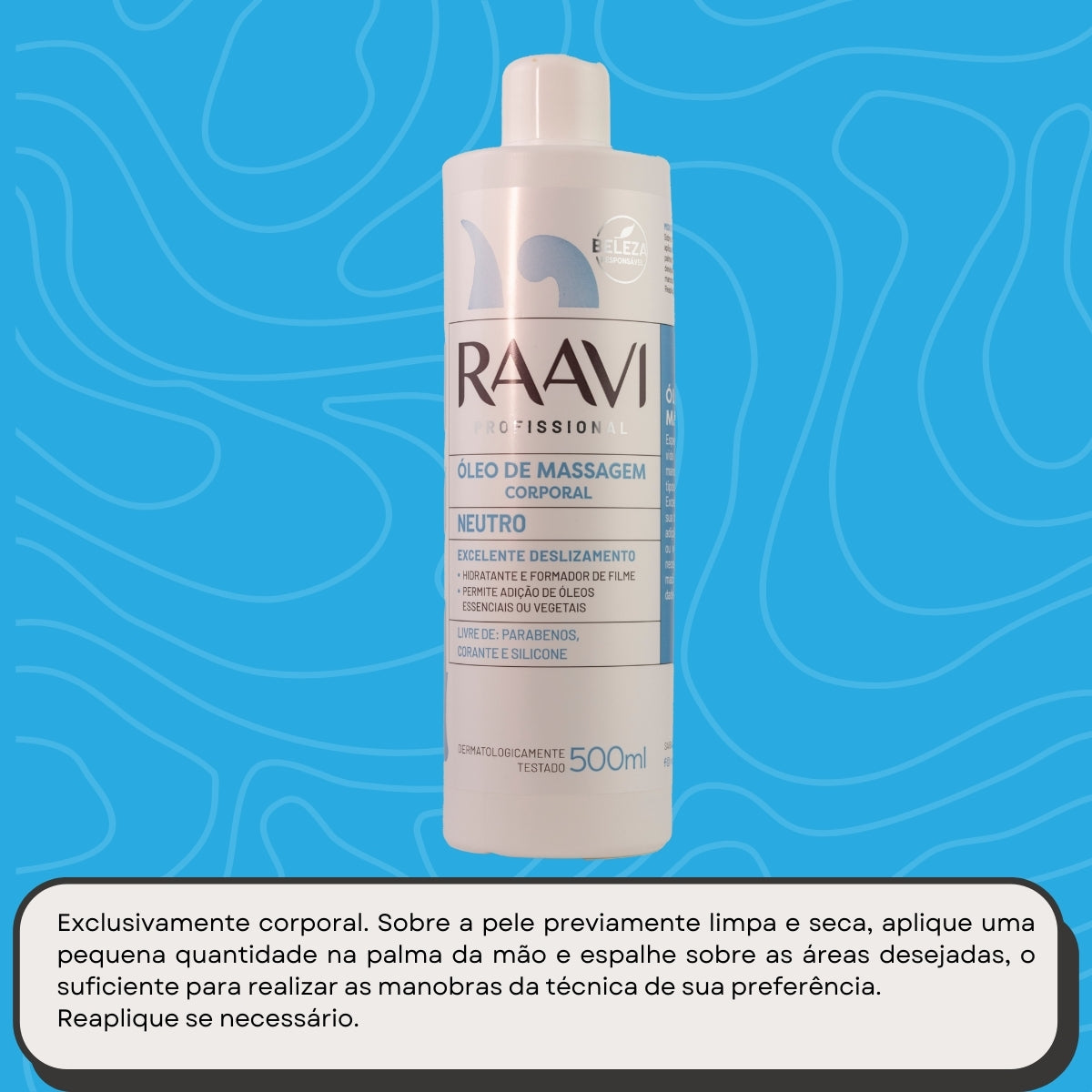 Raavi Oleo de Massagem Corporal Neutro 500 ml