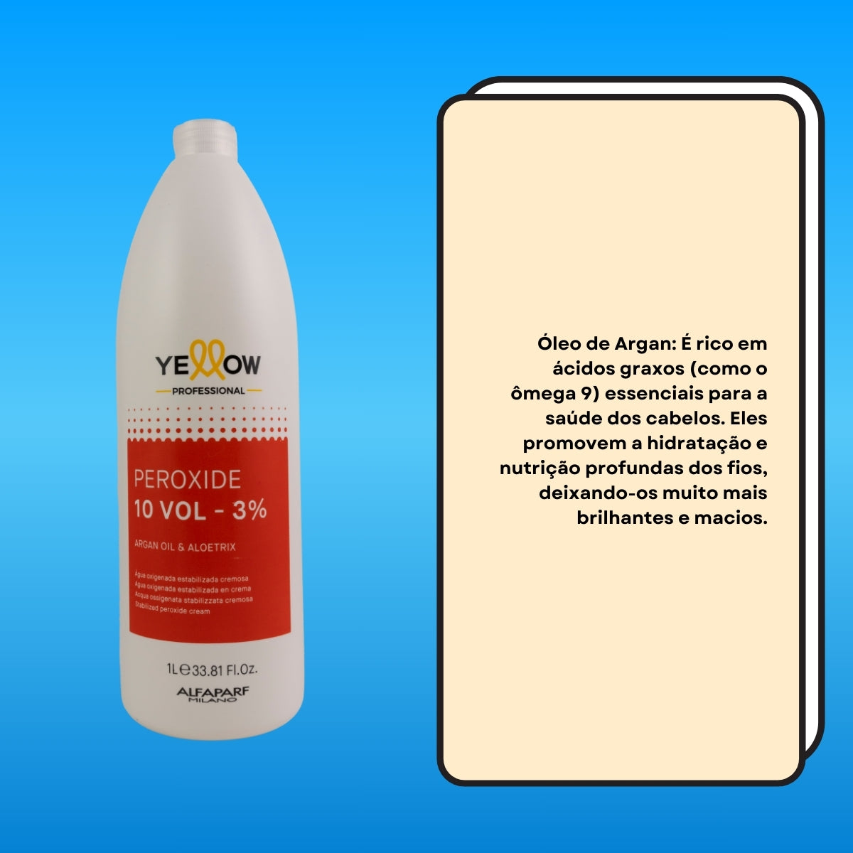 Agua Oxigenada Yellow Estabilizada Cremosa 10 Volume 1 Litro