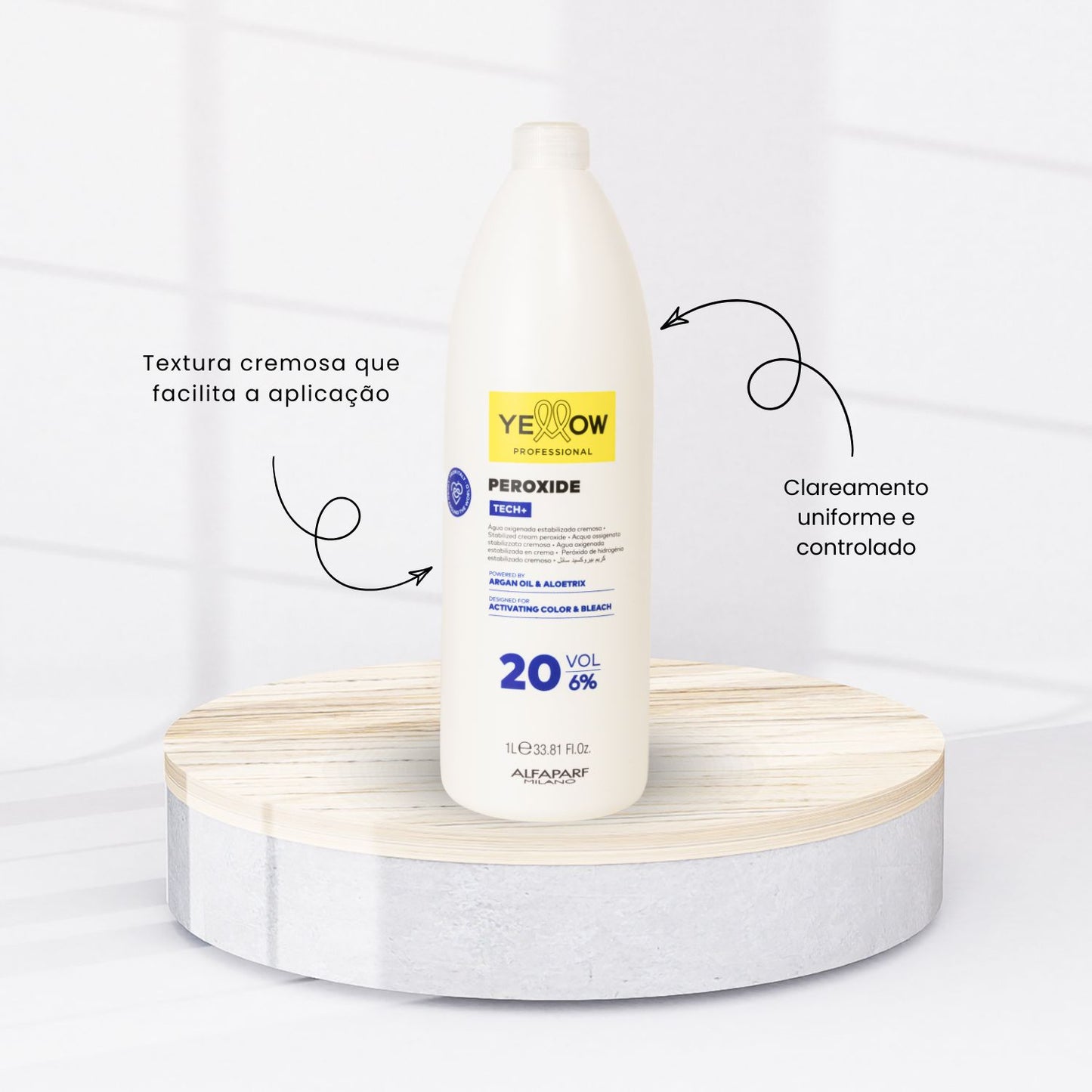 Agua Oxigenada Yellow Estabilizada Cremosa 20 Volume 1 Litro