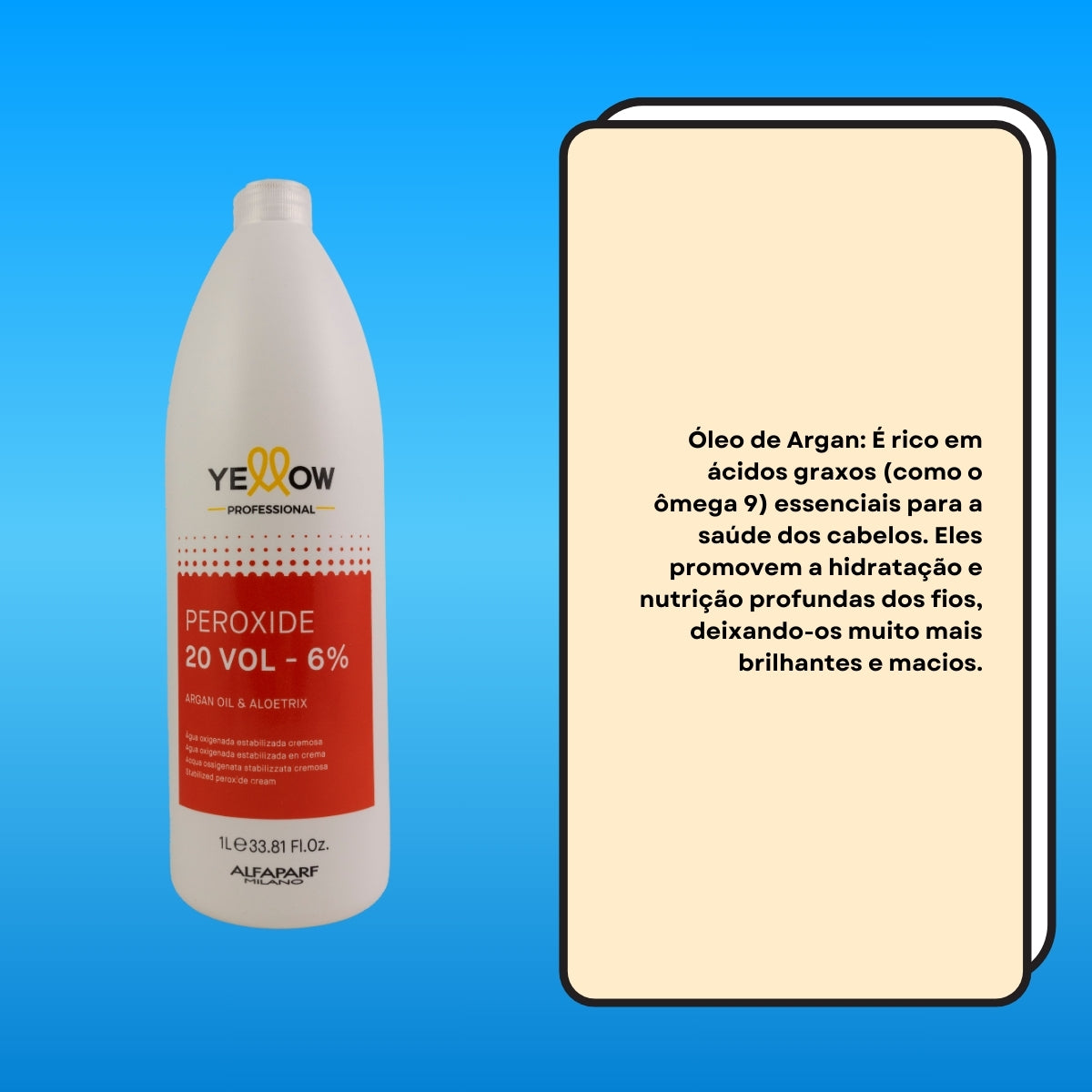 Agua Oxigenada Yellow Estabilizada Cremosa 20 Volume 1 Litro