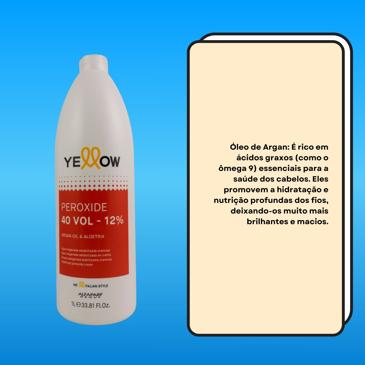 Agua Oxigenada Yellow Estabilizada Cremosa 40 Volume 1 Litro