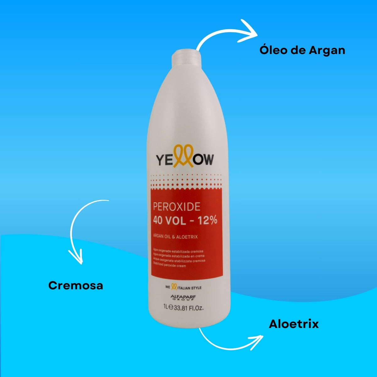 Agua Oxigenada Yellow Estabilizada Cremosa 40 Volume 1 Litro