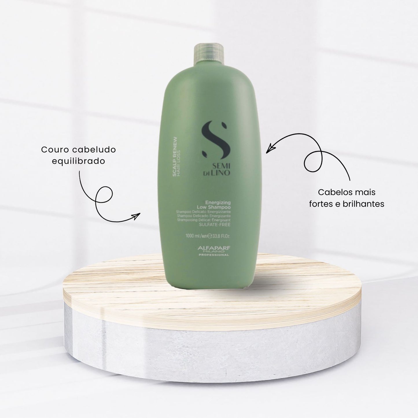 Shampoo Alfaparf Semi Di Lino Scalp Renew Energizing Low Shampoo para Cabelo Oleoso 1 Litro