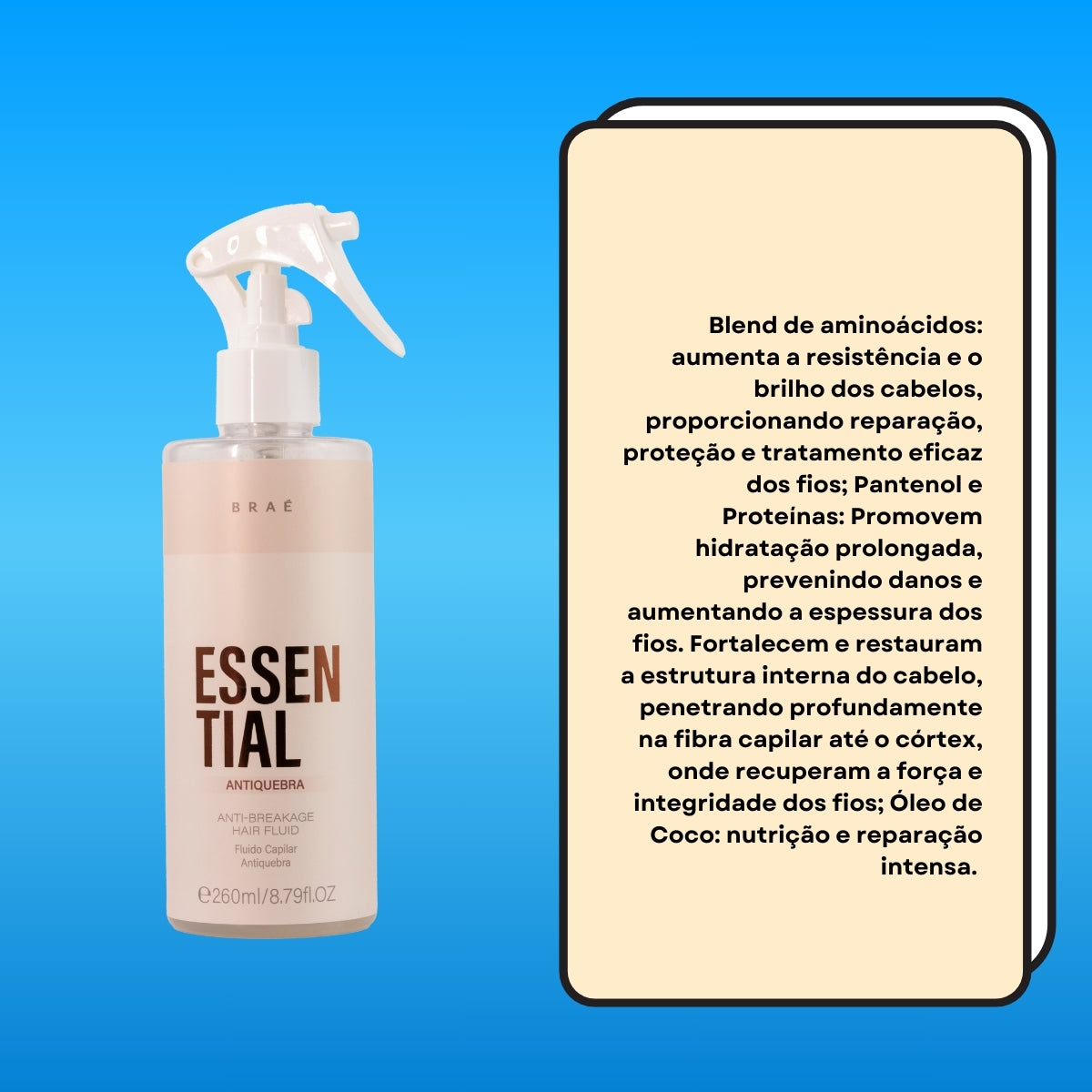 Leave-in Braé Essential Antiquebra Fluido Capilar 260 ml