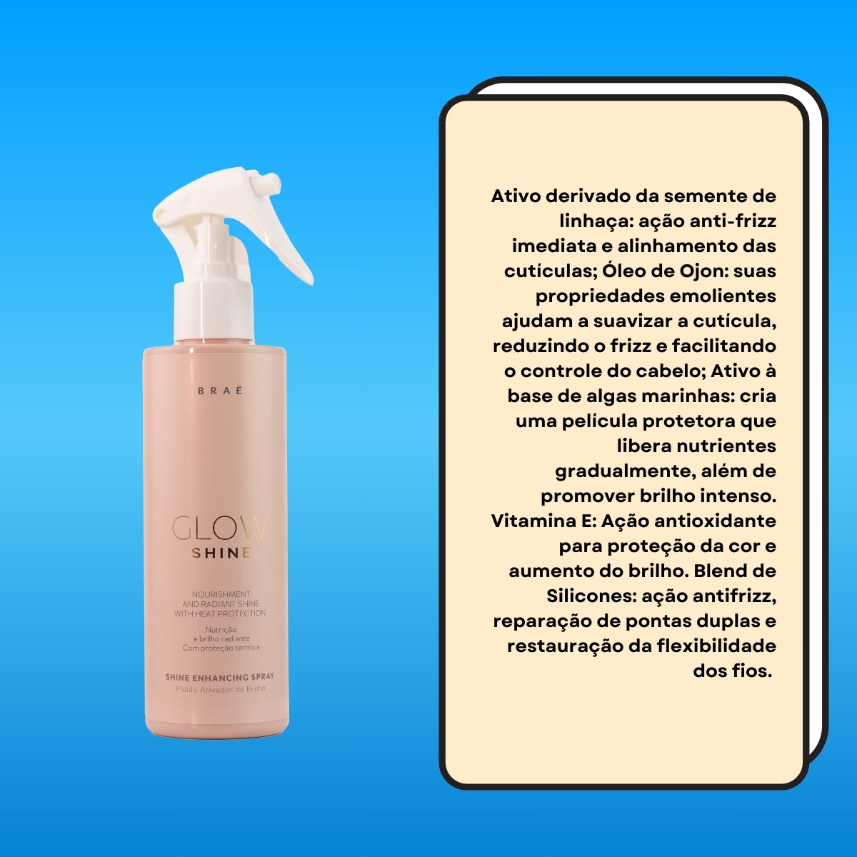 Leave-in Braé Glow Shine Nutrição e Brilho Fluído de Brilho 200 ml
