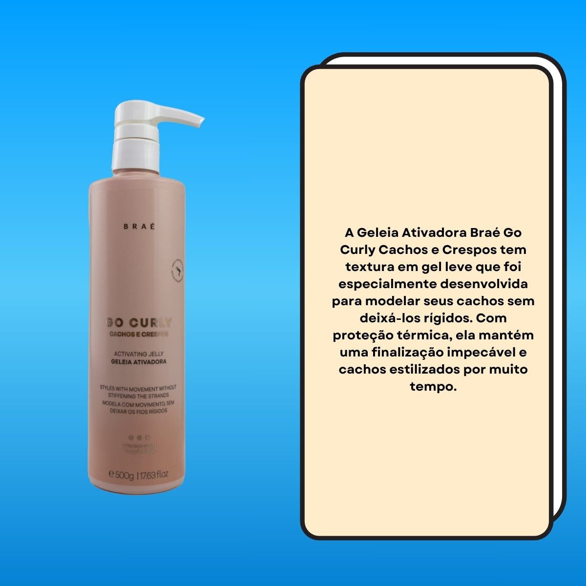 Leave-in Braé Go Curly Cachos e Crespos Geleia Ativadora para Cabelo Cacheado 500 g