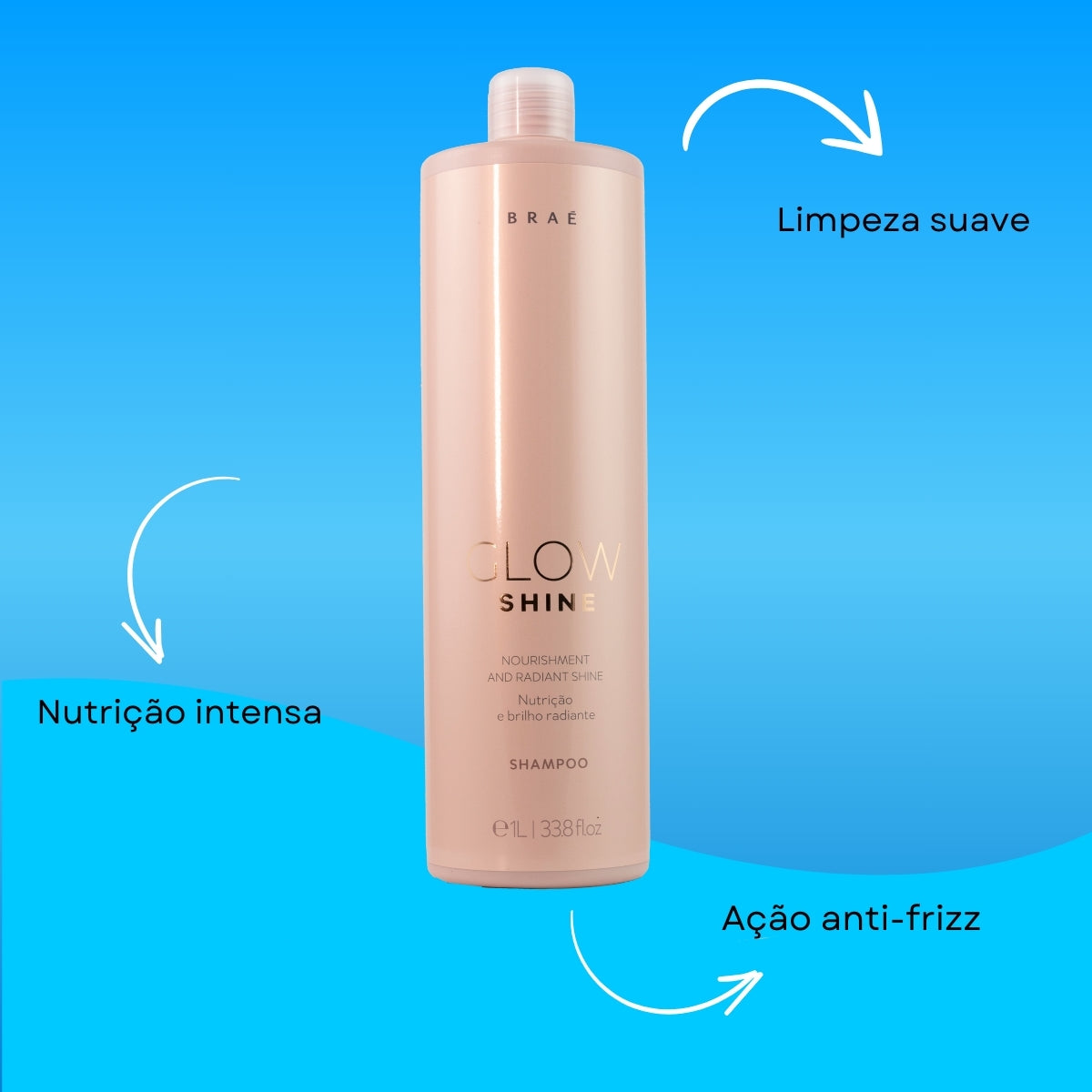 Shampoo Braé Glow Shine Nutrição e Brilho Shampoo Hidratante 1 Litro