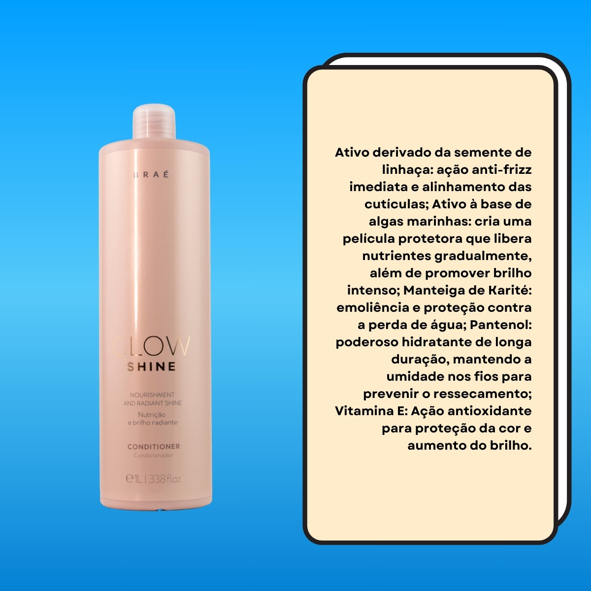 Condicionador Braé Glow Shine Nutrição e Brilho 1 Litro