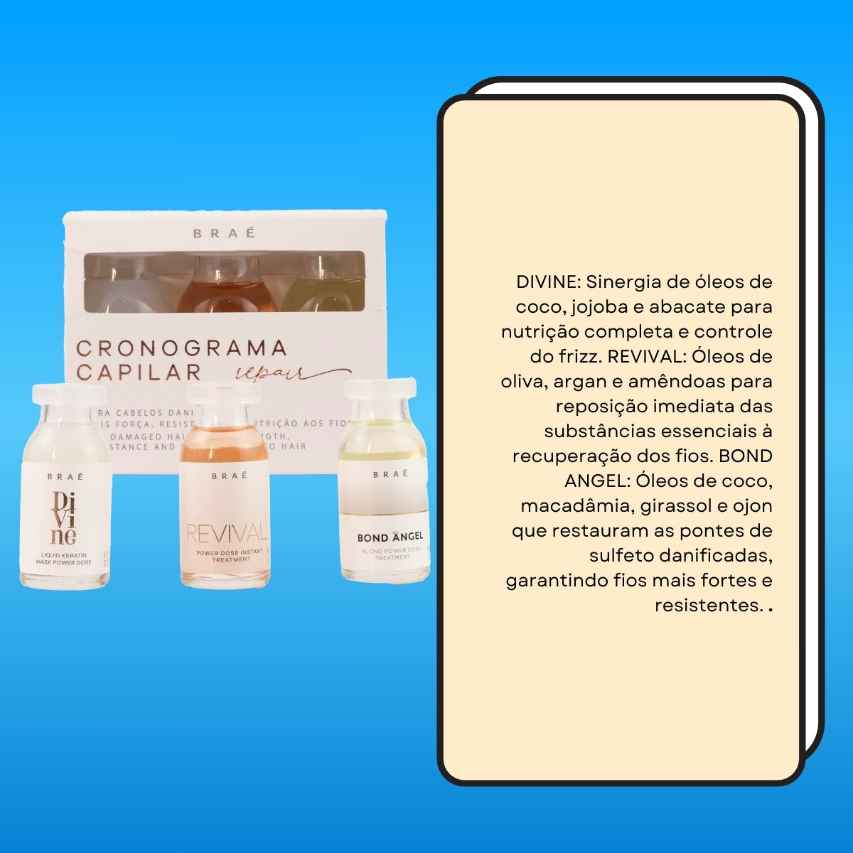 Kit Braé Cronograma Capilar Repair Ampola 3 x 13 ml