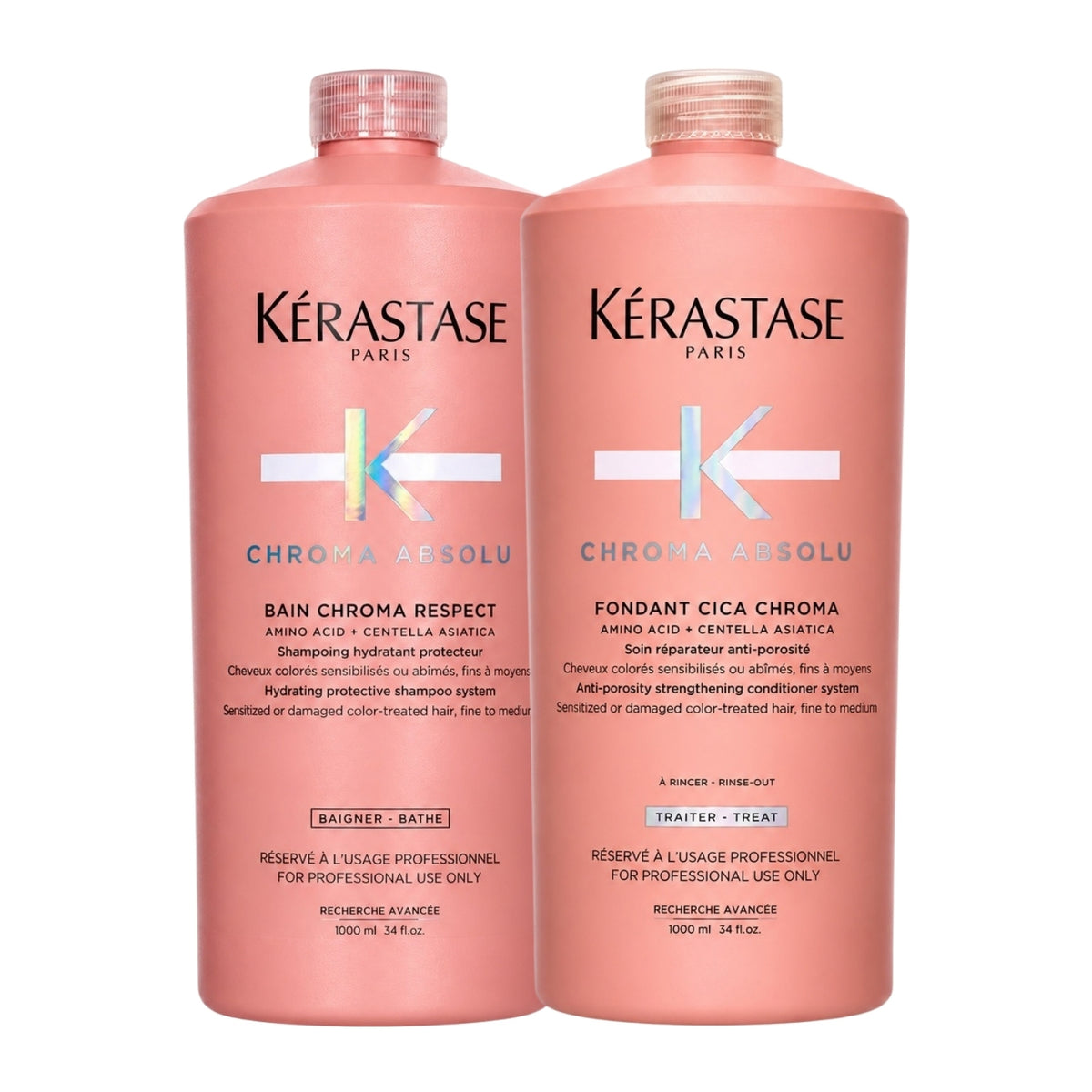Kit Kerastase Chroma Absolu Shampoo Chroma Respect 1 Litro + Condicionador 1 Litro