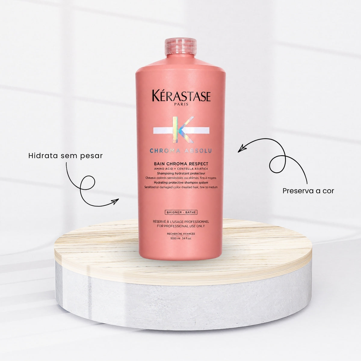 Kit Kerastase Chroma Absolu Shampoo Chroma Respect 1 Litro + Condicionador 1 Litro