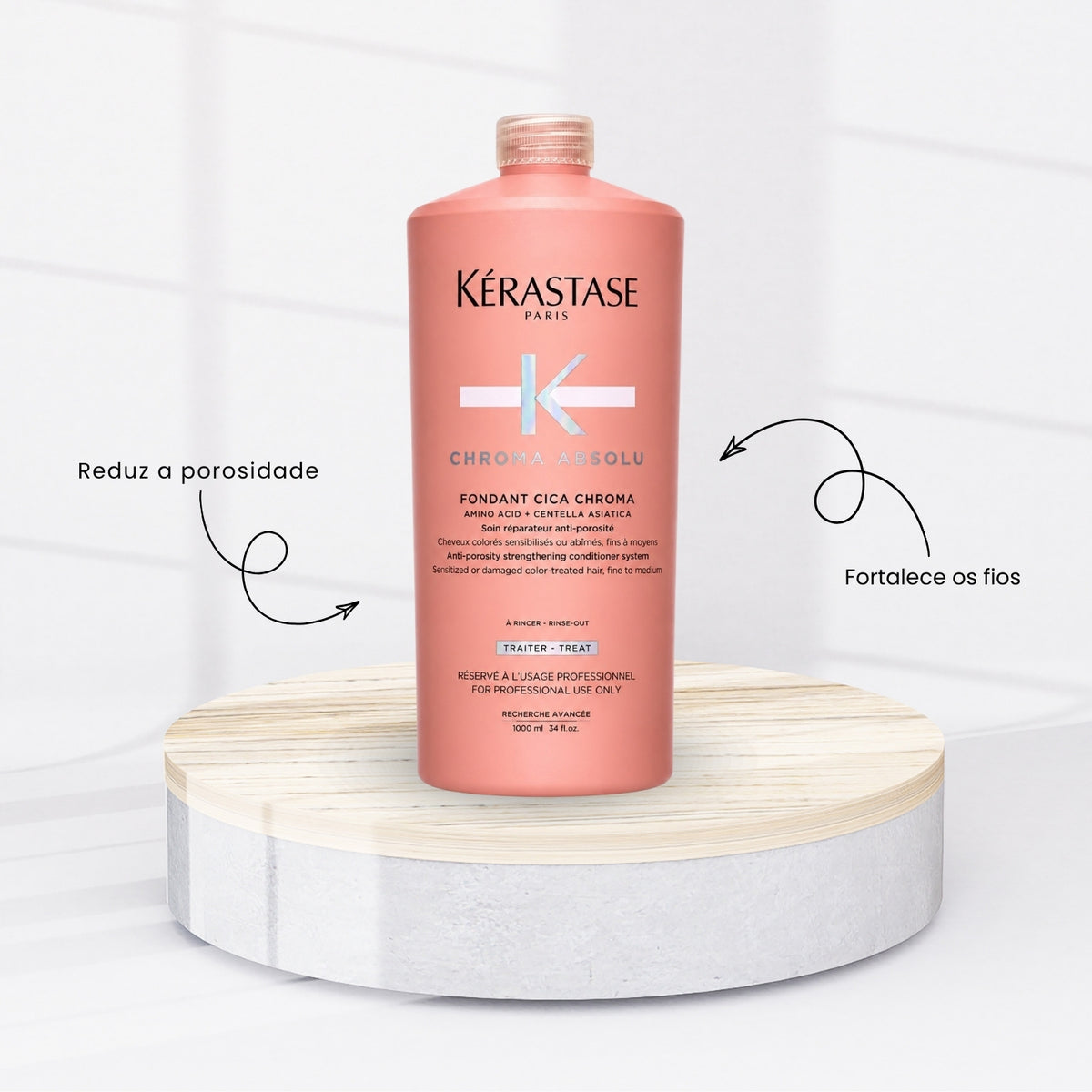 Kit Kerastase Chroma Absolu Shampoo Chroma Respect 1 Litro + Condicionador 1 Litro