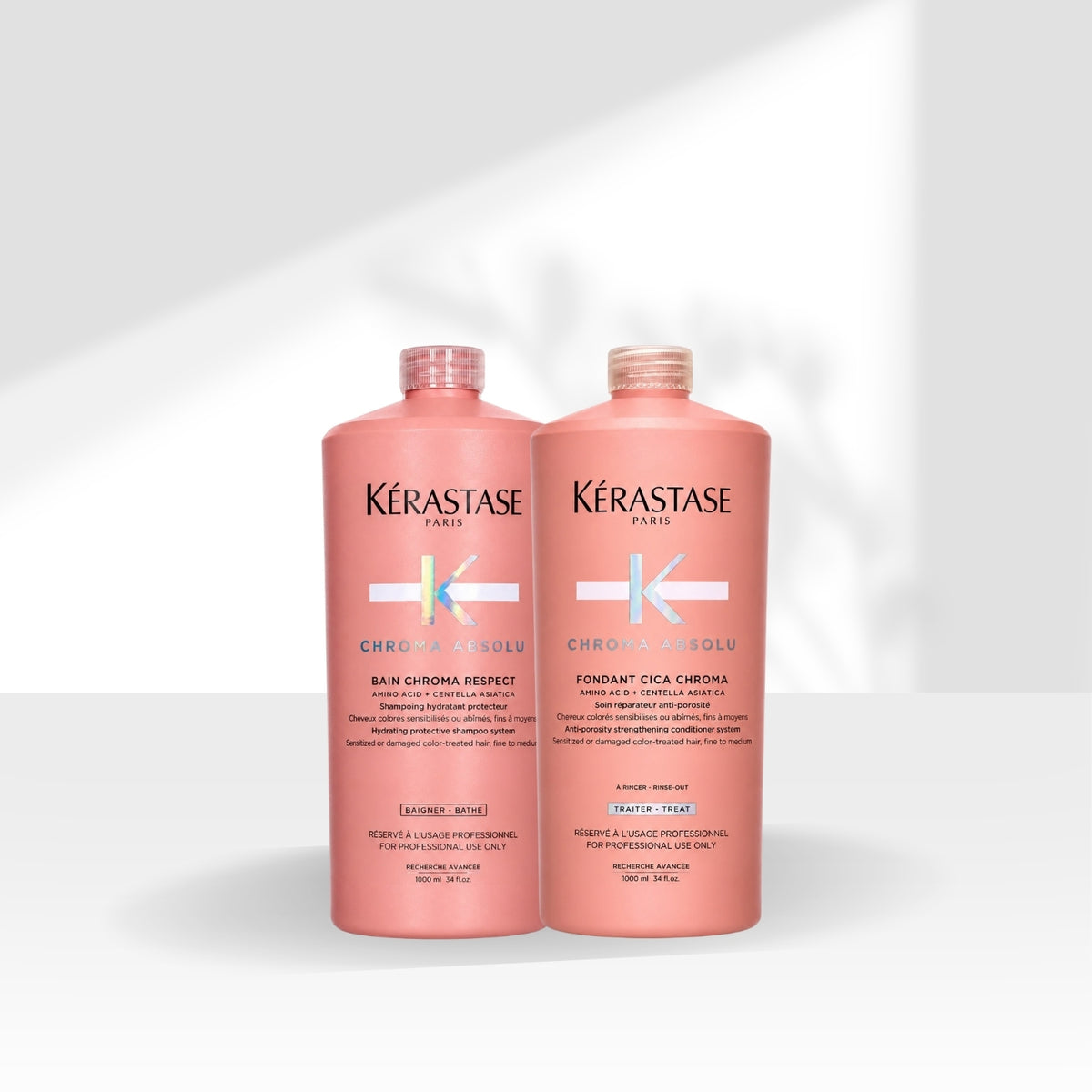 Kit Kerastase Chroma Absolu Shampoo Chroma Respect 1 Litro + Condicionador 1 Litro
