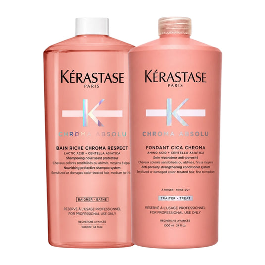 Kit Kerastase Chroma Absolu Shampoo Riche Respect 1 Litro + Condicionador 1 Litro