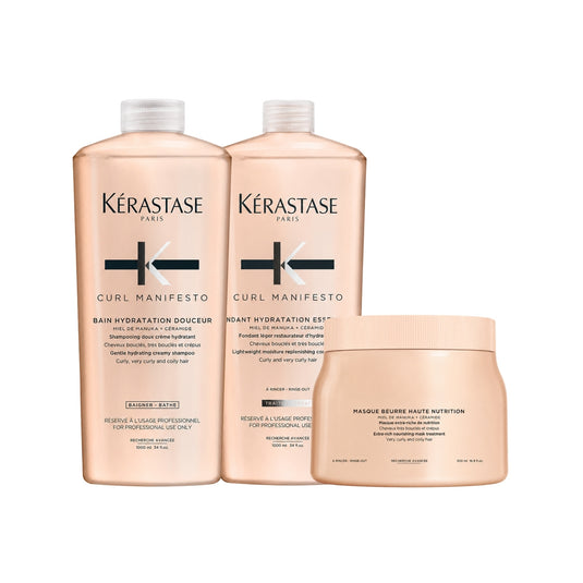 Kit Kérastase Curl Manifesto Shampoo 1 Litro + Condicionador 1 Litro + Máscara 500 ml