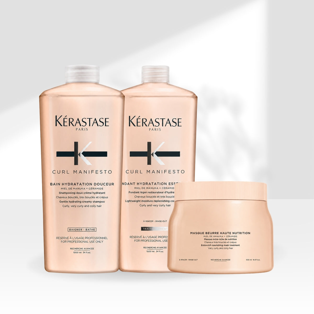 Kit Kérastase Curl Manifesto Shampoo 1 Litro + Condicionador 1 Litro + Máscara 500 ml