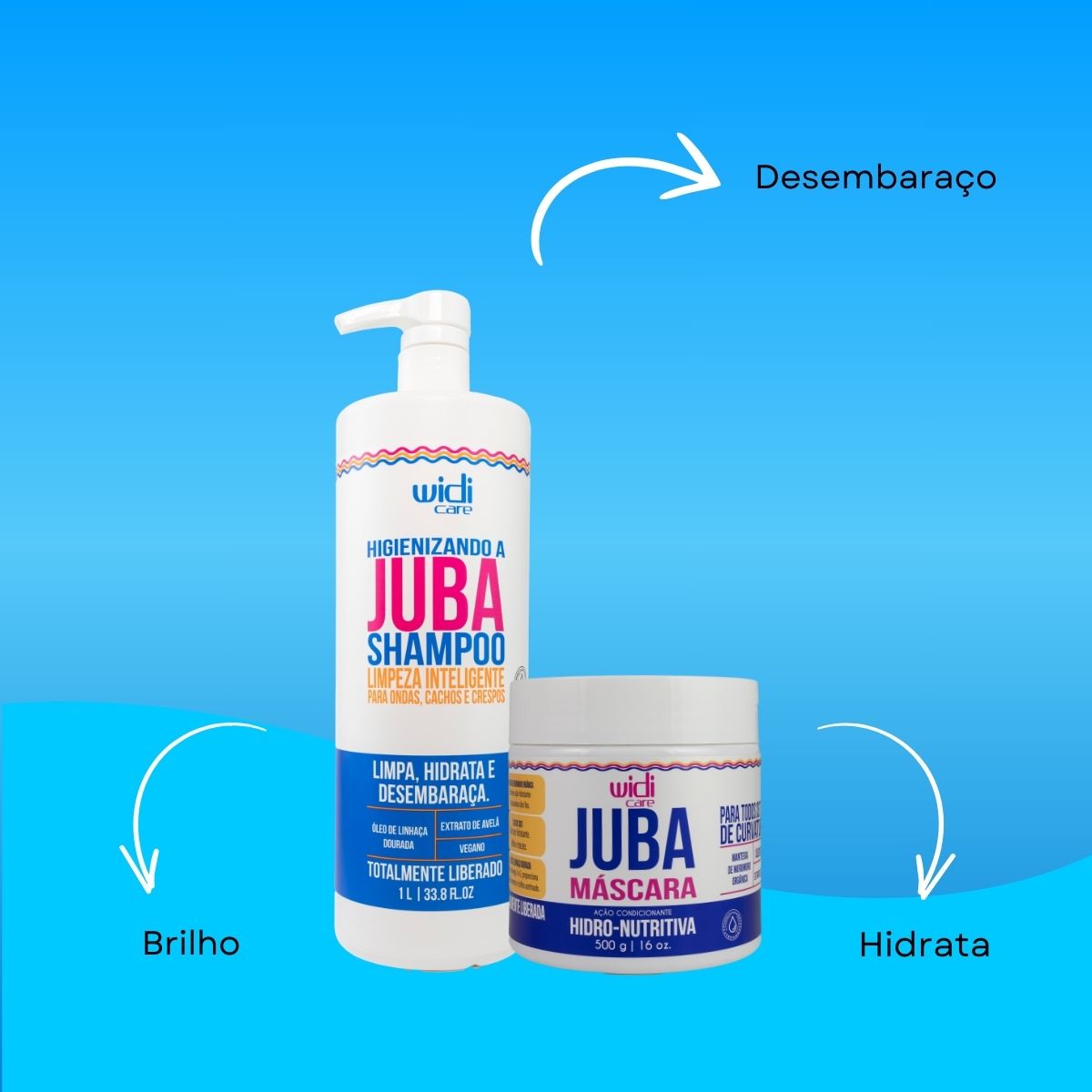 Kit Widi Care Juba Shampoo 1 Litro e Máscara Hidro Nutritiva 500 g
