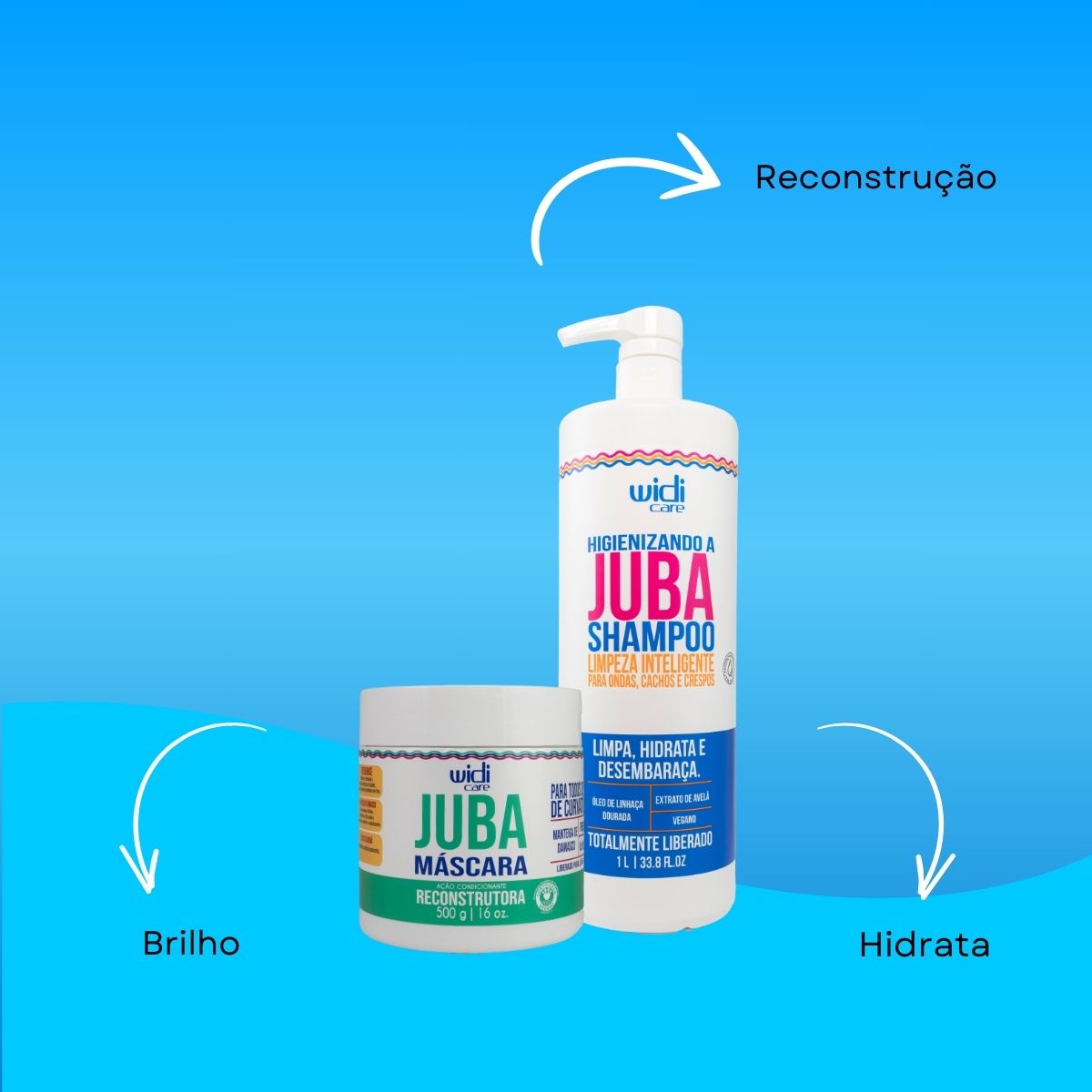 Kit Widi Care Juba Shampoo 1 Litro e Máscara Reconstrutura 500 g