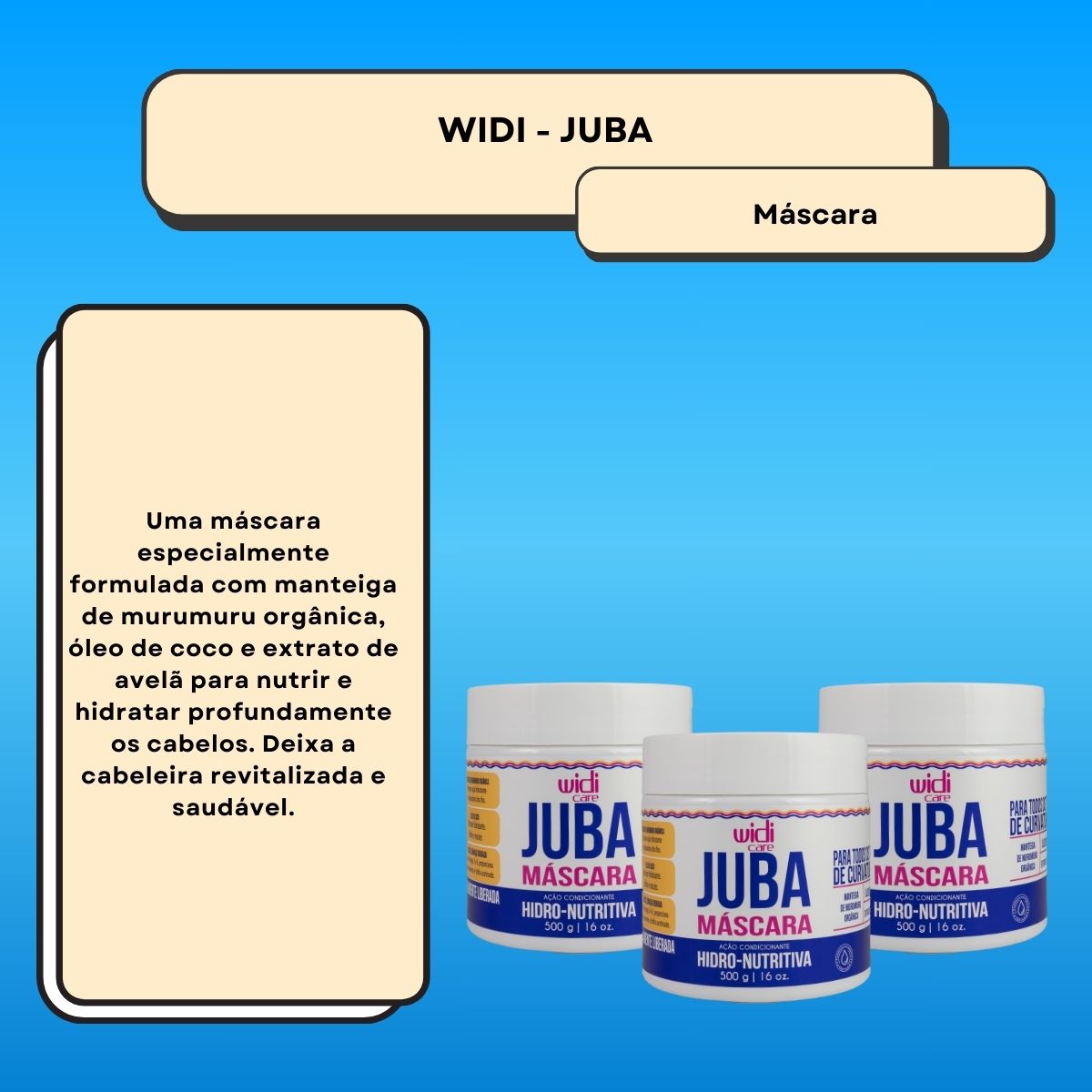 Kit Widi Care Juba Hidro-Nutritiva 3 Máscaras 500 g