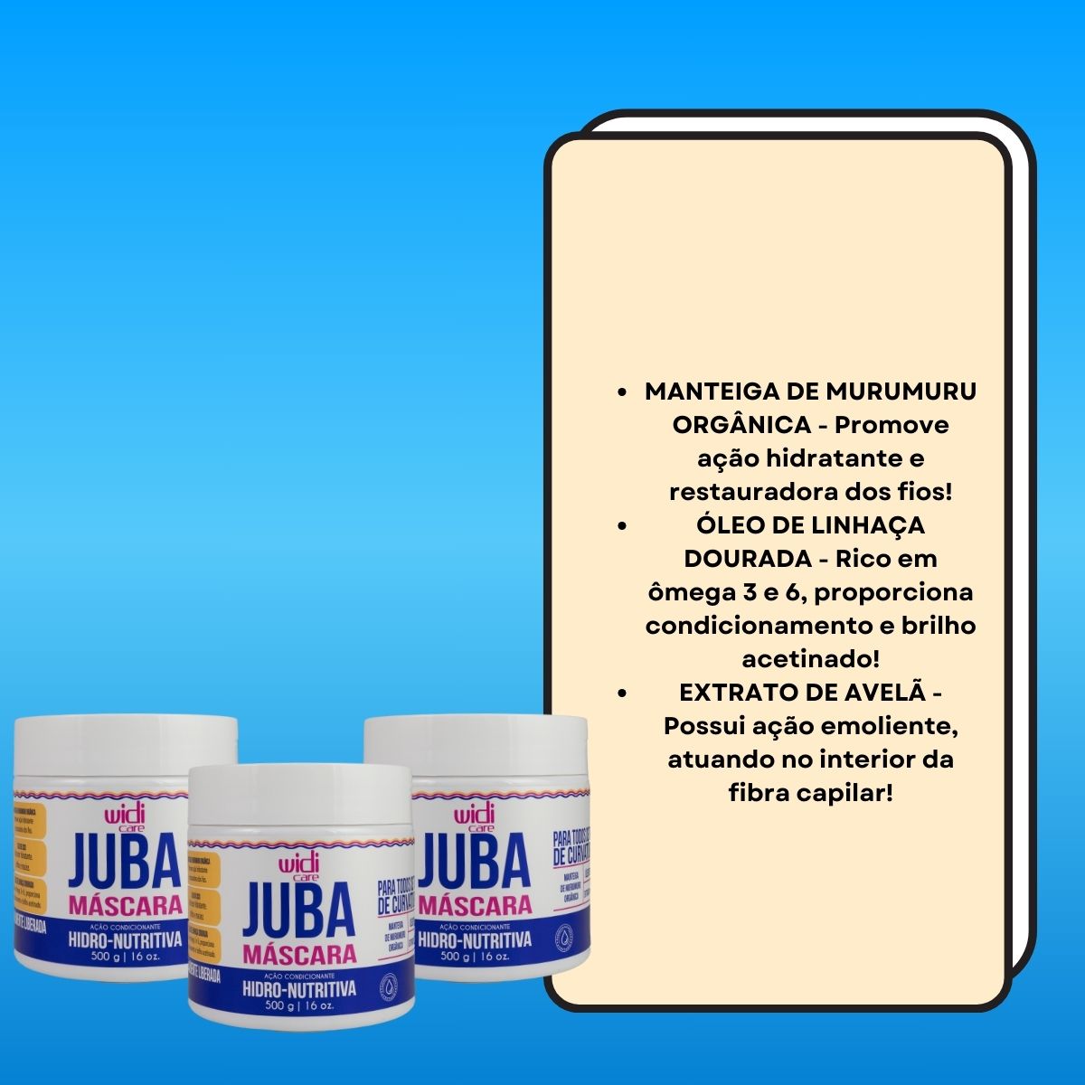 Kit Widi Care Juba Hidro-Nutritiva 3 Máscaras 500 g
