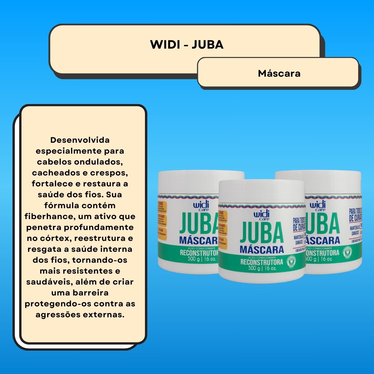 Kit Widi Care Juba Reconstrutura 3 Máscaras 500 g