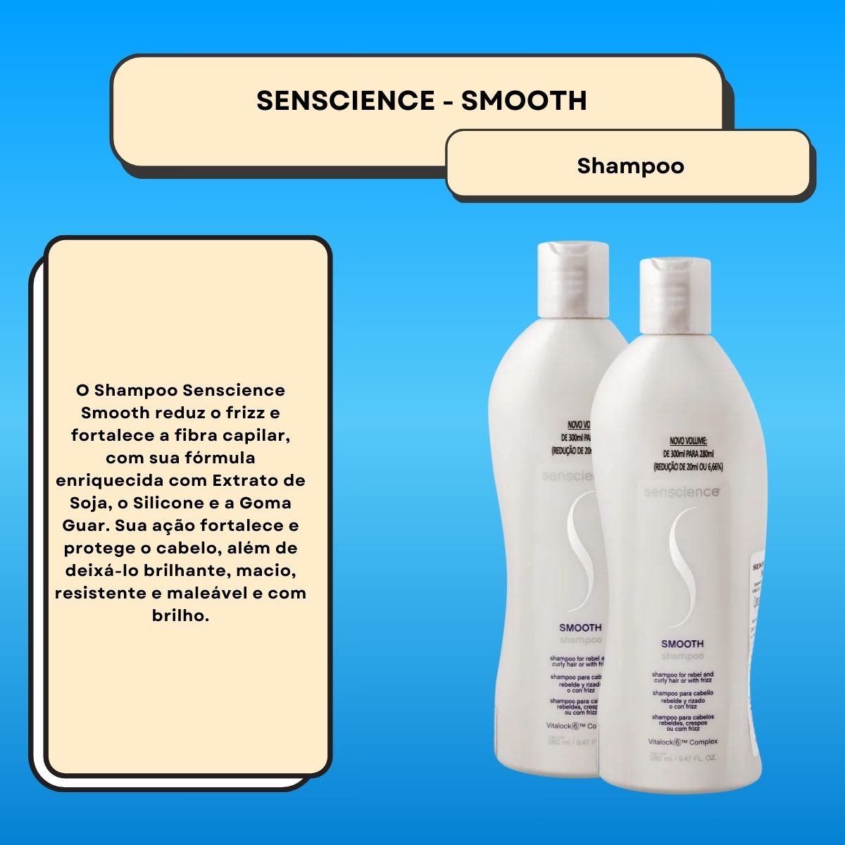 Kit Senscience Smooth Redução do Frizz 2 Shampoo 280 ml