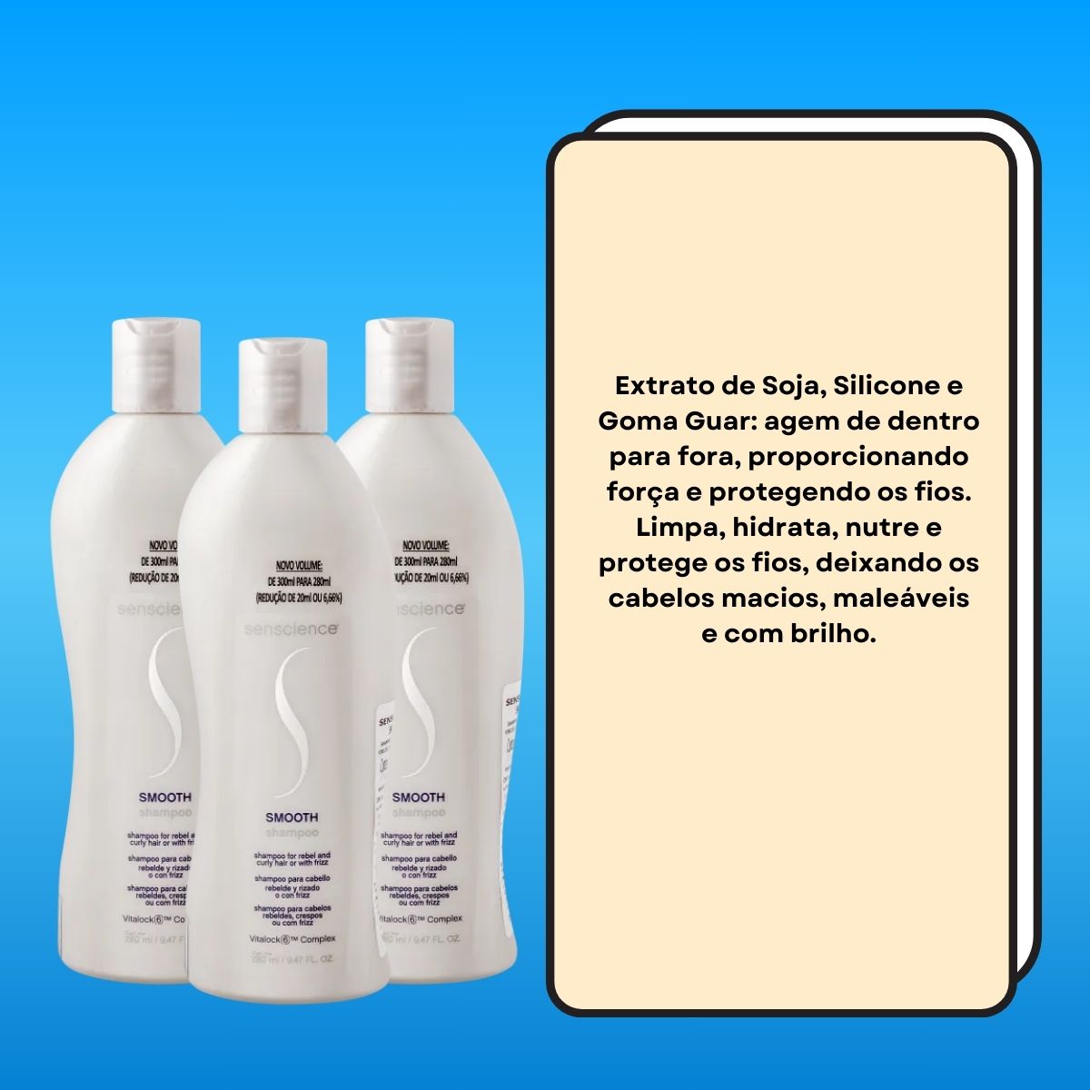Kit Senscience Smooth Redução do Frizz 3 Shampoo 280 ml