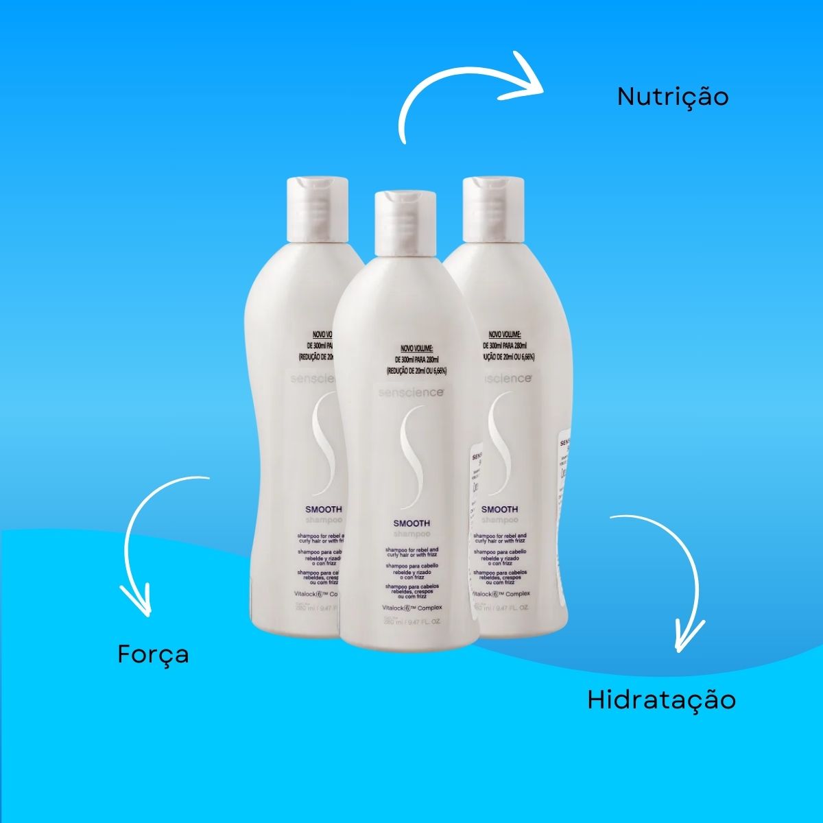 Kit Senscience Smooth Redução do Frizz 3 Shampoo 280 ml