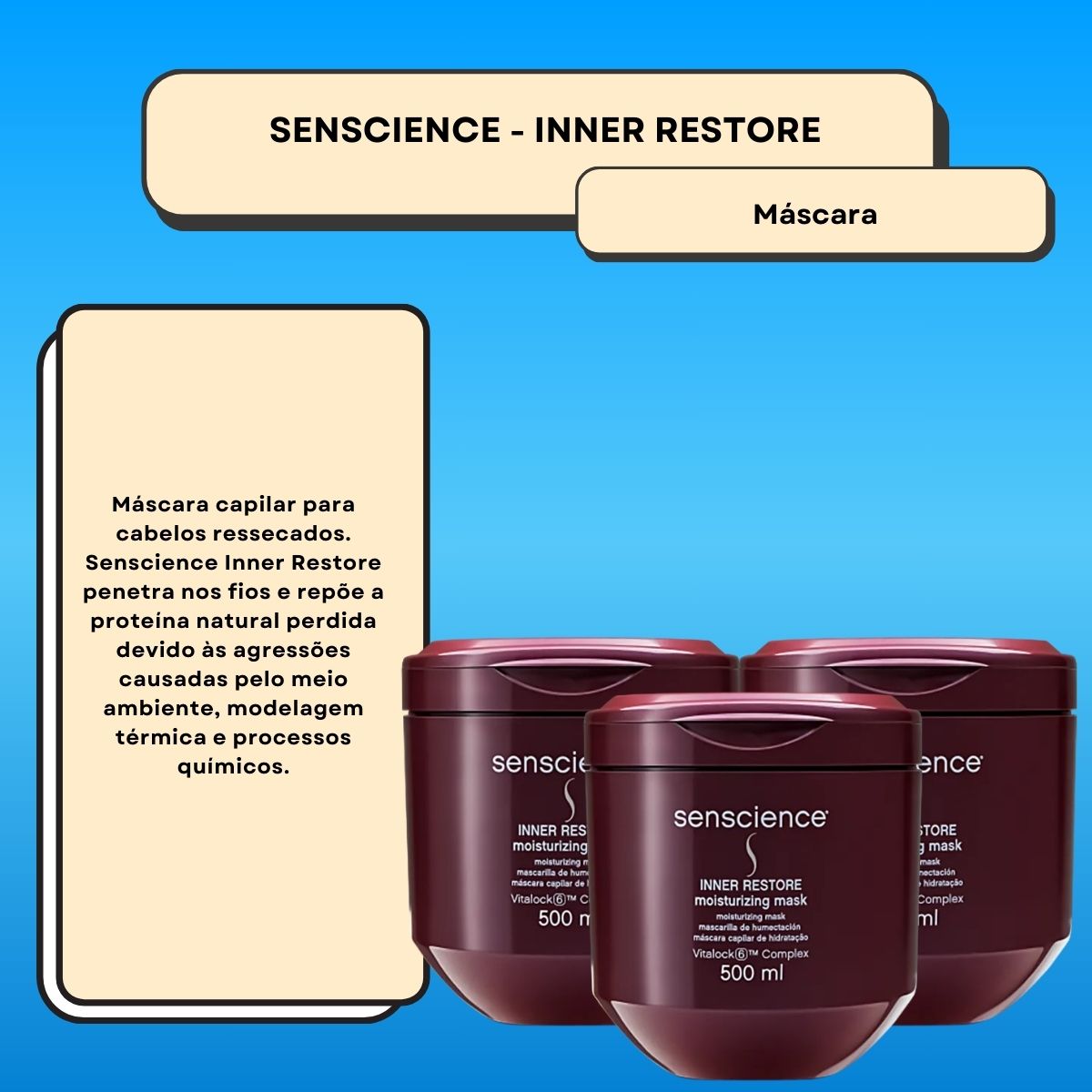 KIt Senscience Inner Restore 3 Máscara De Hidratação 500 ml