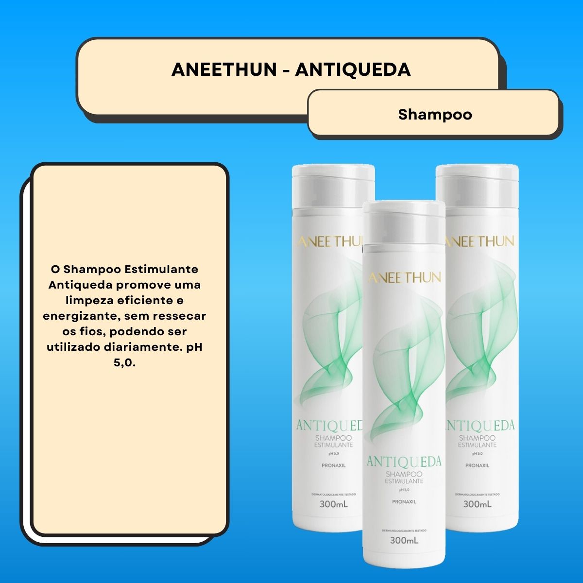 Kit Aneethun Antiqueda 3 Shampoo Estimulante 300 ml