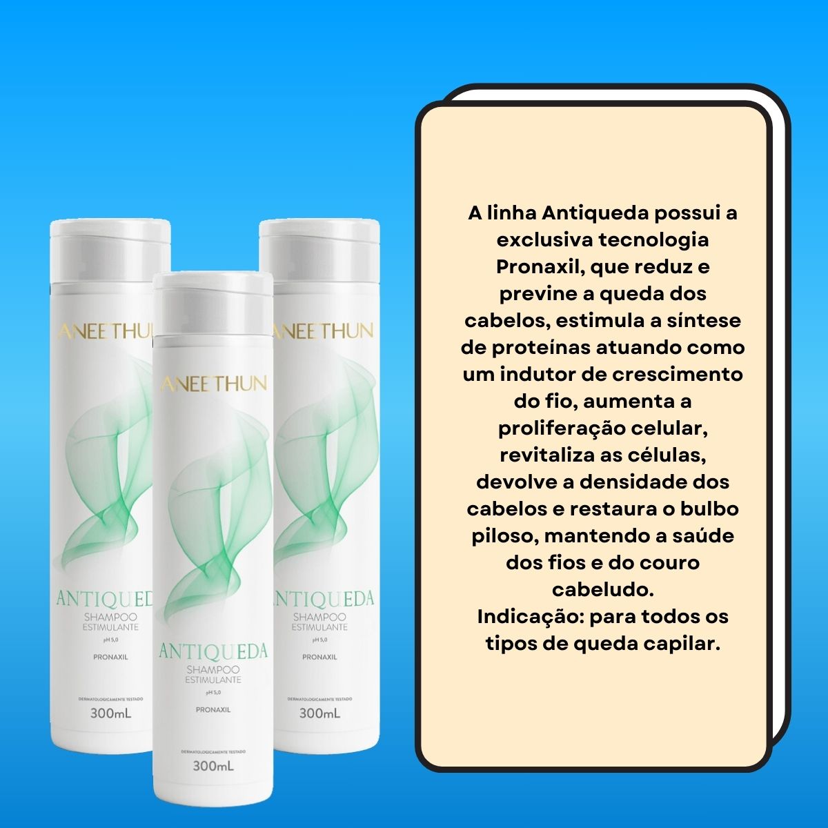 Kit Aneethun Antiqueda 3 Shampoo Estimulante 300 ml