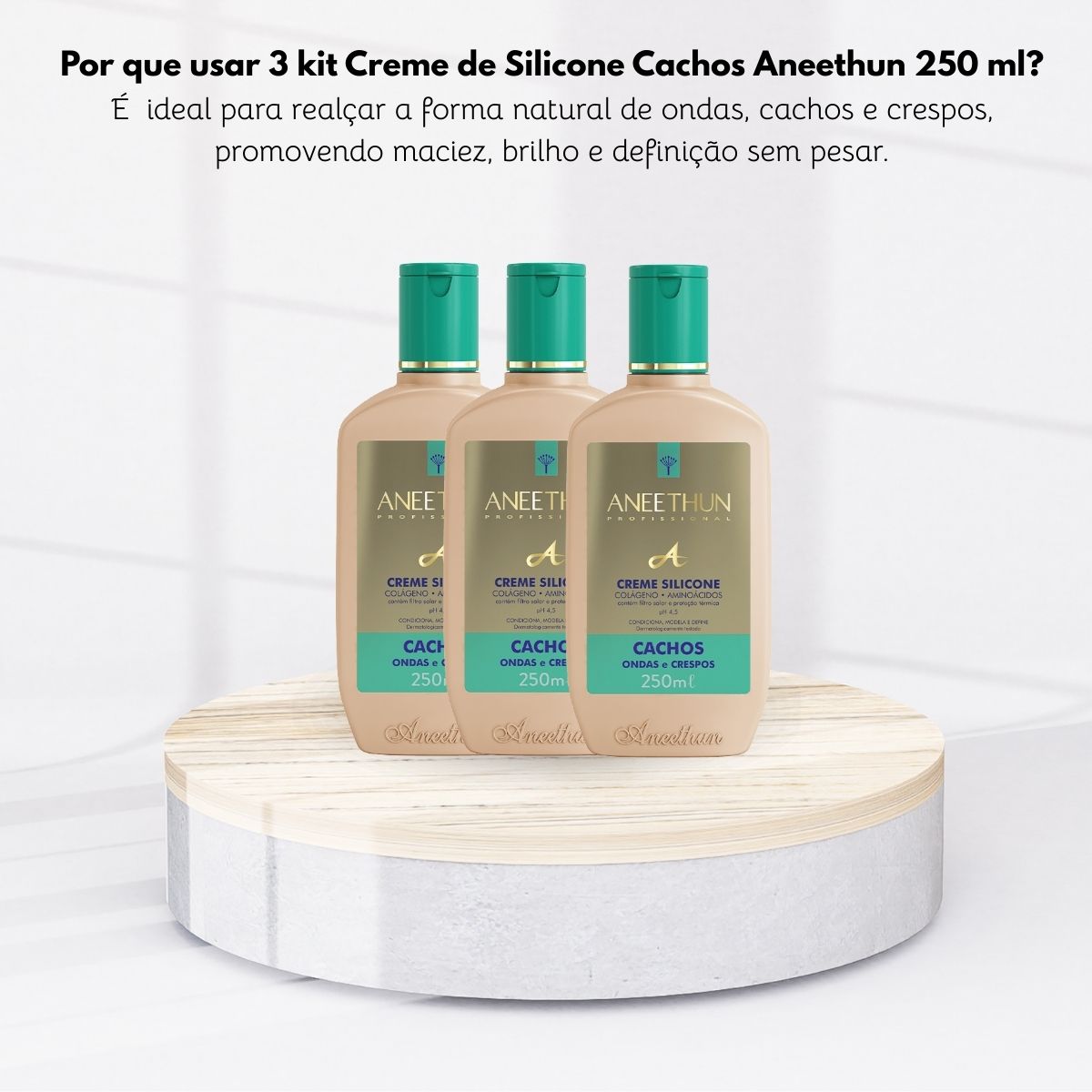 Kit Aneethun Linha A 3 Creme de Silicone Cachos 250 ml para Cabelo Cacheado