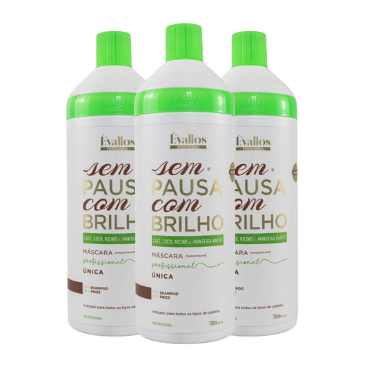 Kit Évallos Sem Pausa com Brilho 3 Progressiva 1 Litro