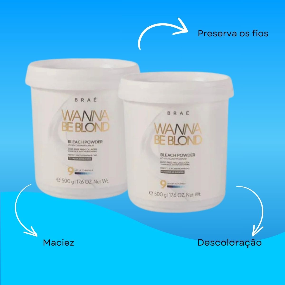 Kit Braé Wanna Be Blond 2 Pó Descolorante Capilar 500 g