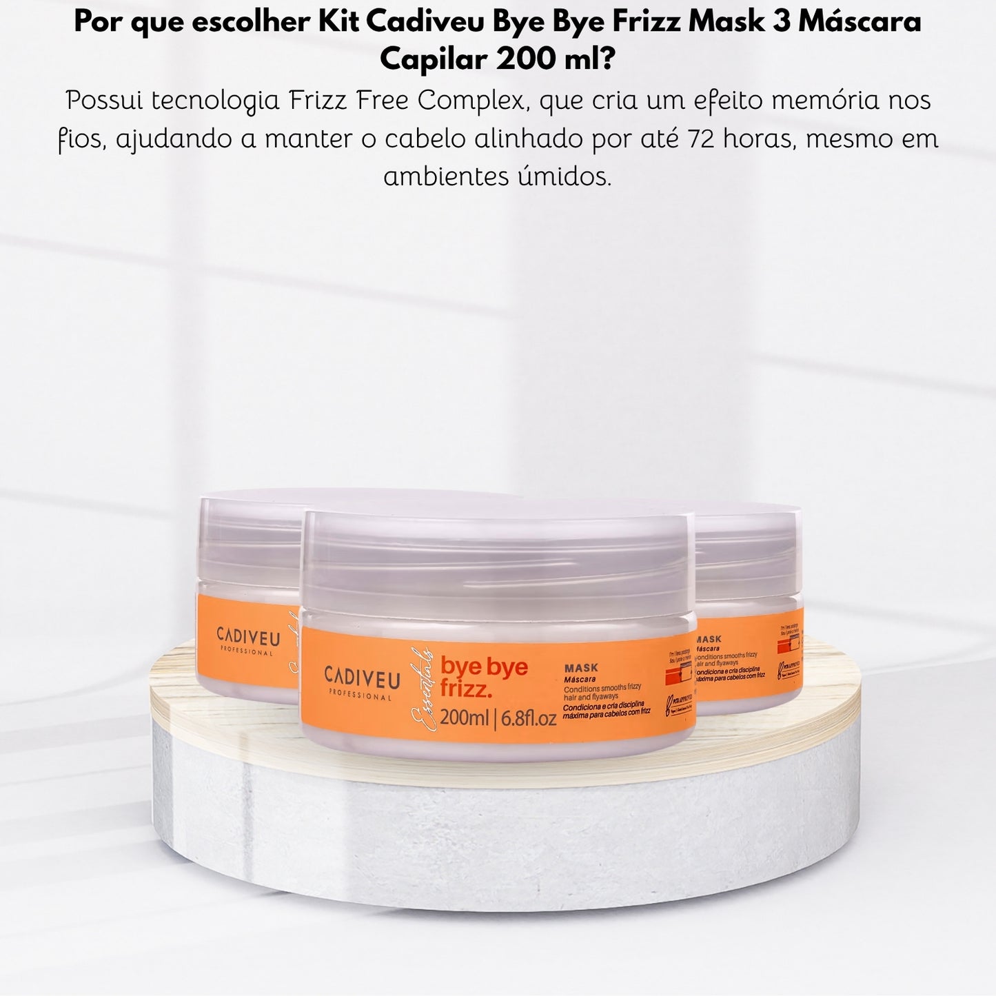 Kit Cadiveu Bye Bye Frizz Mask 3 Máscara Capilar 200 ml
