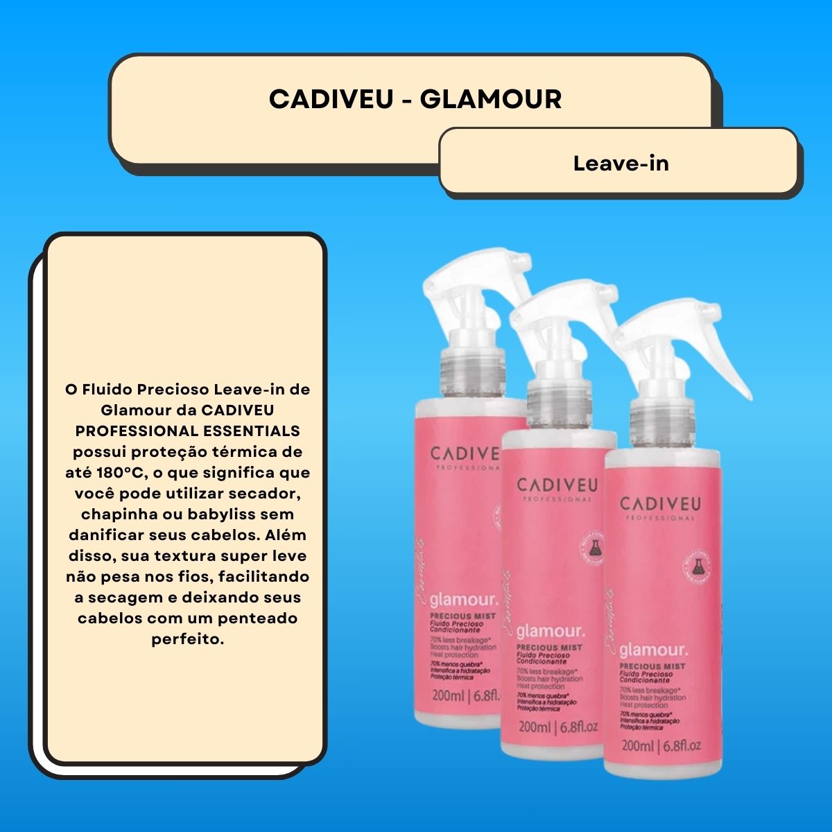 Kit Cadiveu Profissonal Glamour 3 Fluído Precioso 200 ml