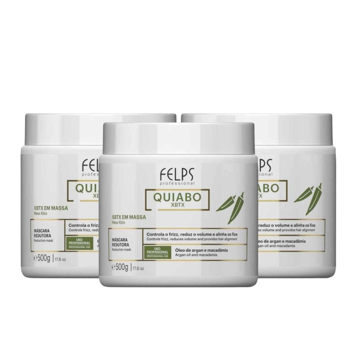 Kit Felps Quiabo XBTX 3 Redutor de Volume em Massa 500 g