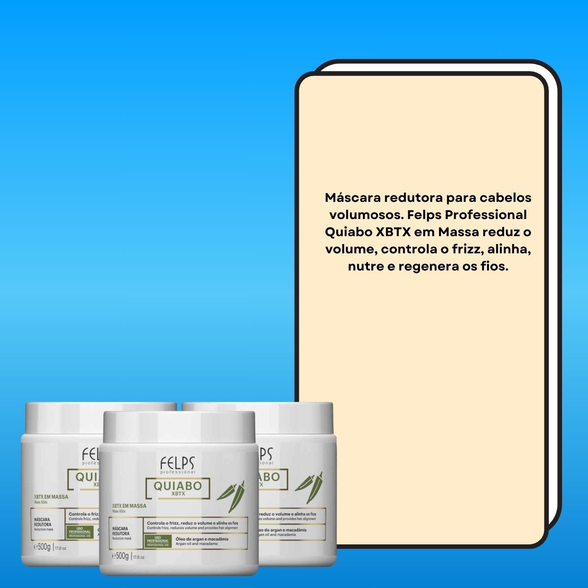 Kit Felps Quiabo XBTX 3 Redutor de Volume em Massa 500 g