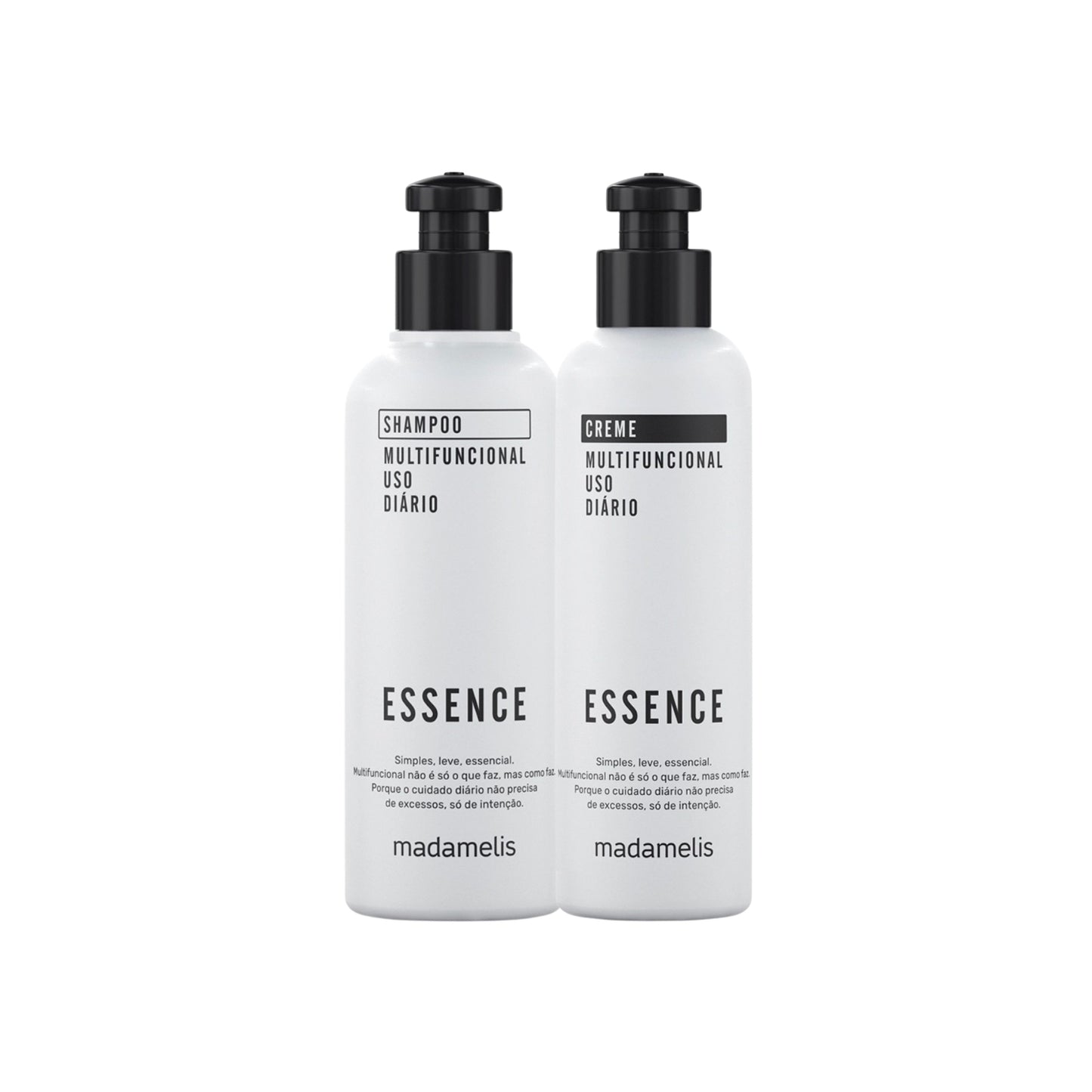 Shampoo Madamelis Kit e Creme Essence Uso Diário Brilho e Maciez 250 ml