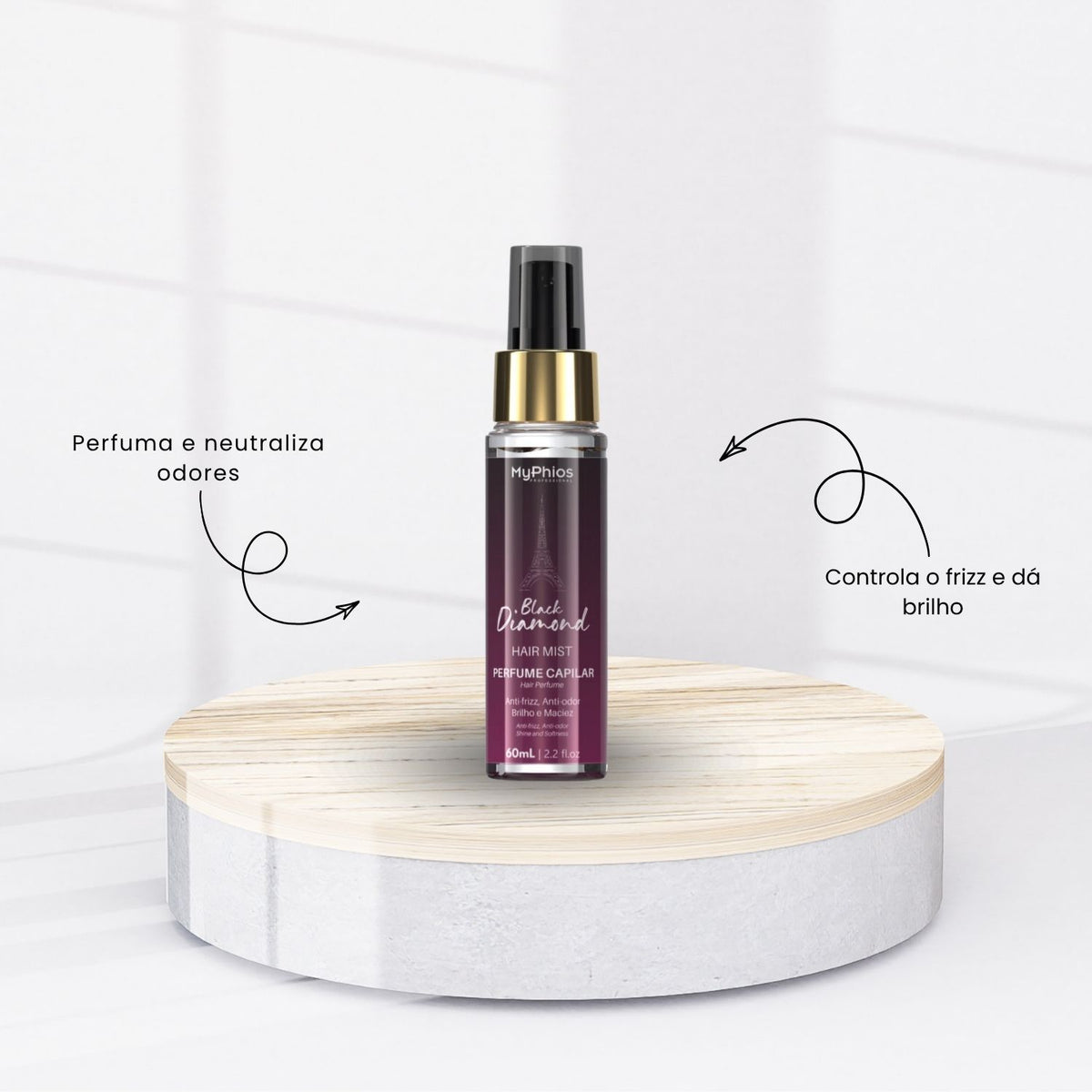 Perfume de Cabelo MyPhios Black Diamond Fios Perfumados 60 ml