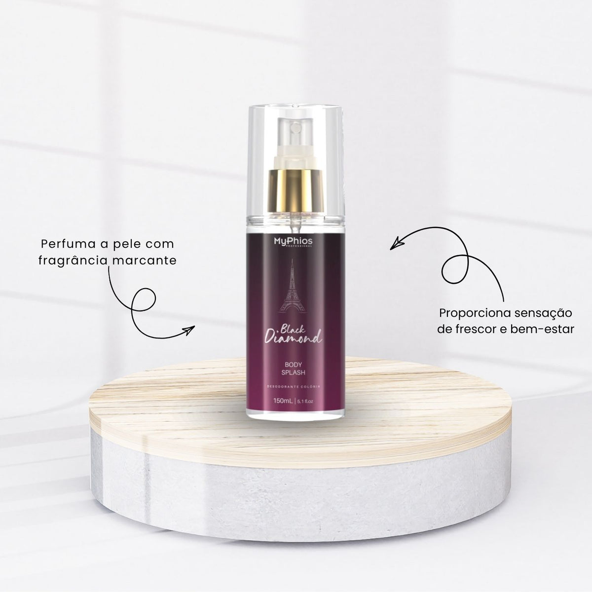 Body Splash MyPhios Black Dimond Fragrância Sofisticada 150 ml