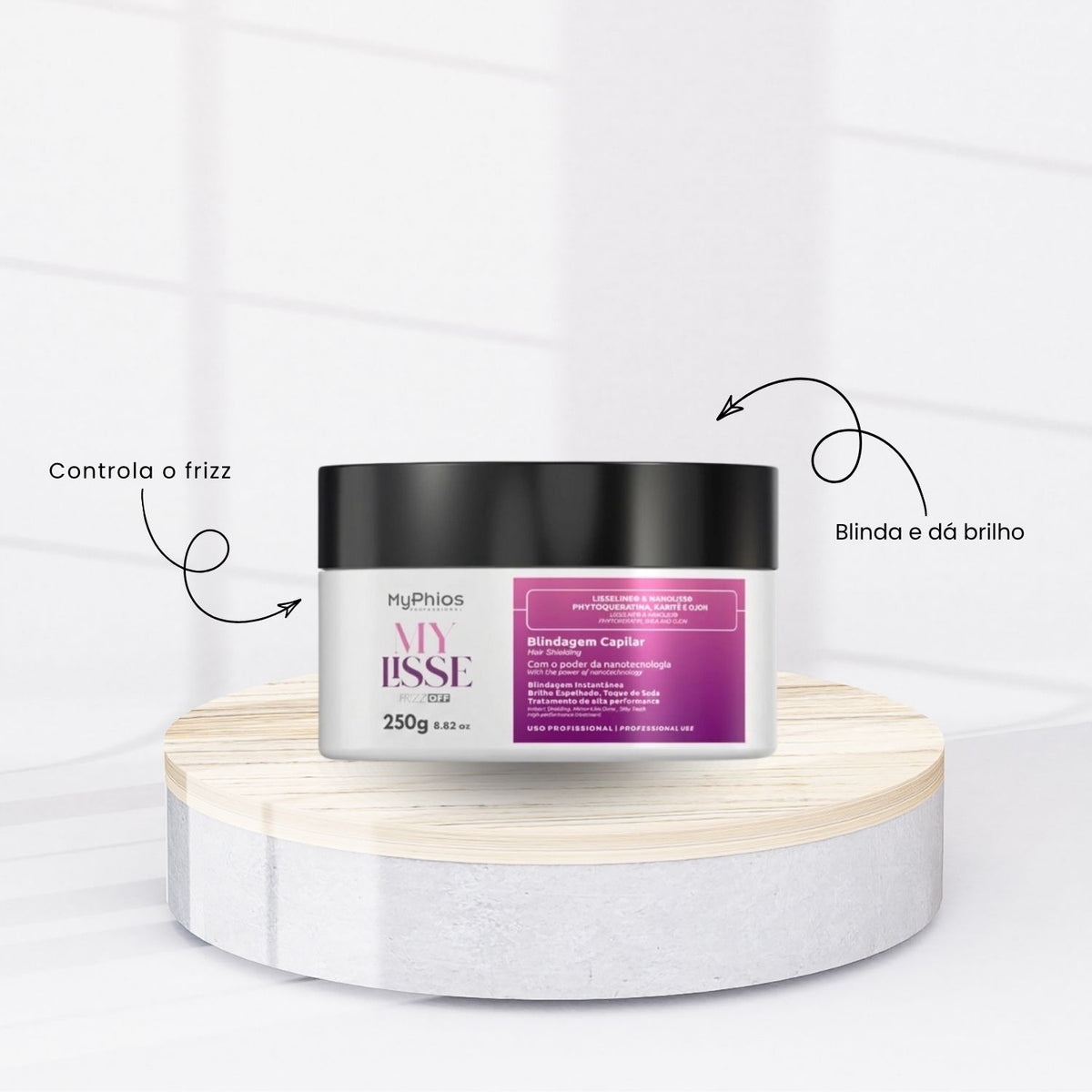 Máscara MyPhios Blindagem Capilar Frizz Off Cabelos Sedosos 250 g