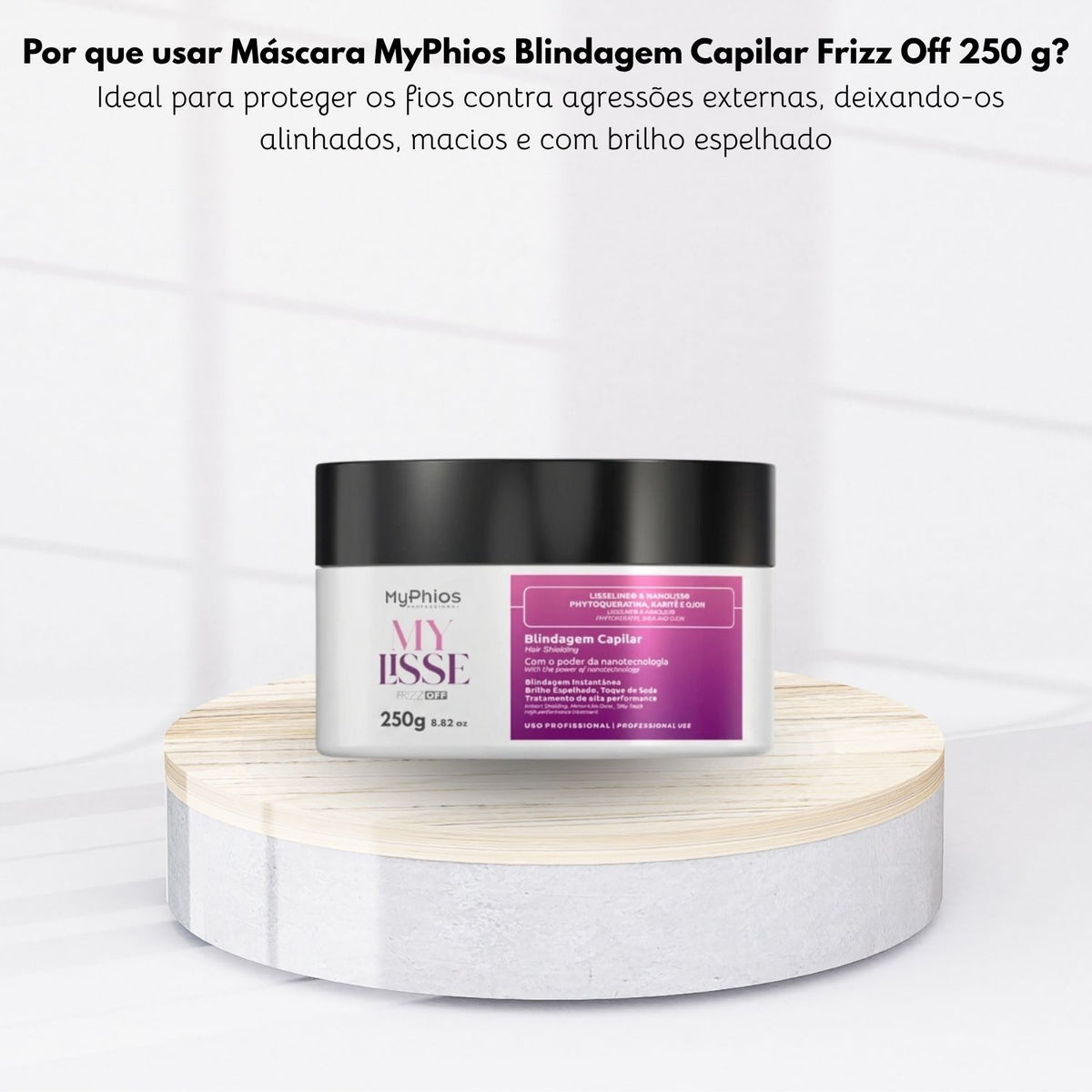 Máscara MyPhios Blindagem Capilar Frizz Off Cabelos Sedosos 250 g