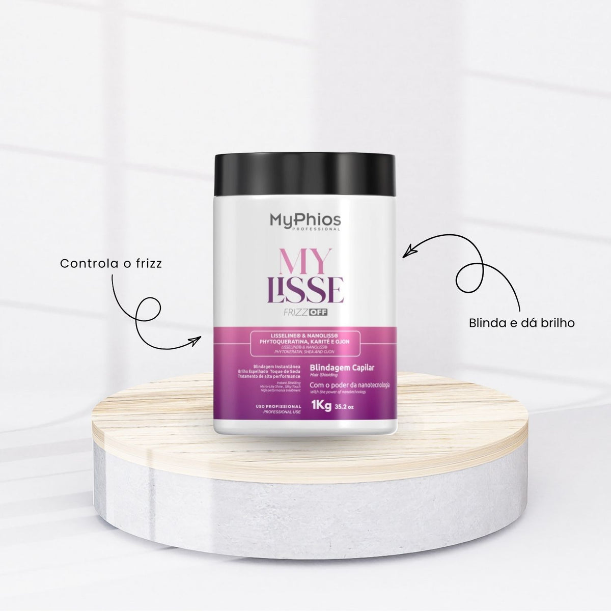 Máscara MyPhios Blindagem Capilar Frizz Off Cabelos Sedosos 1 Kg