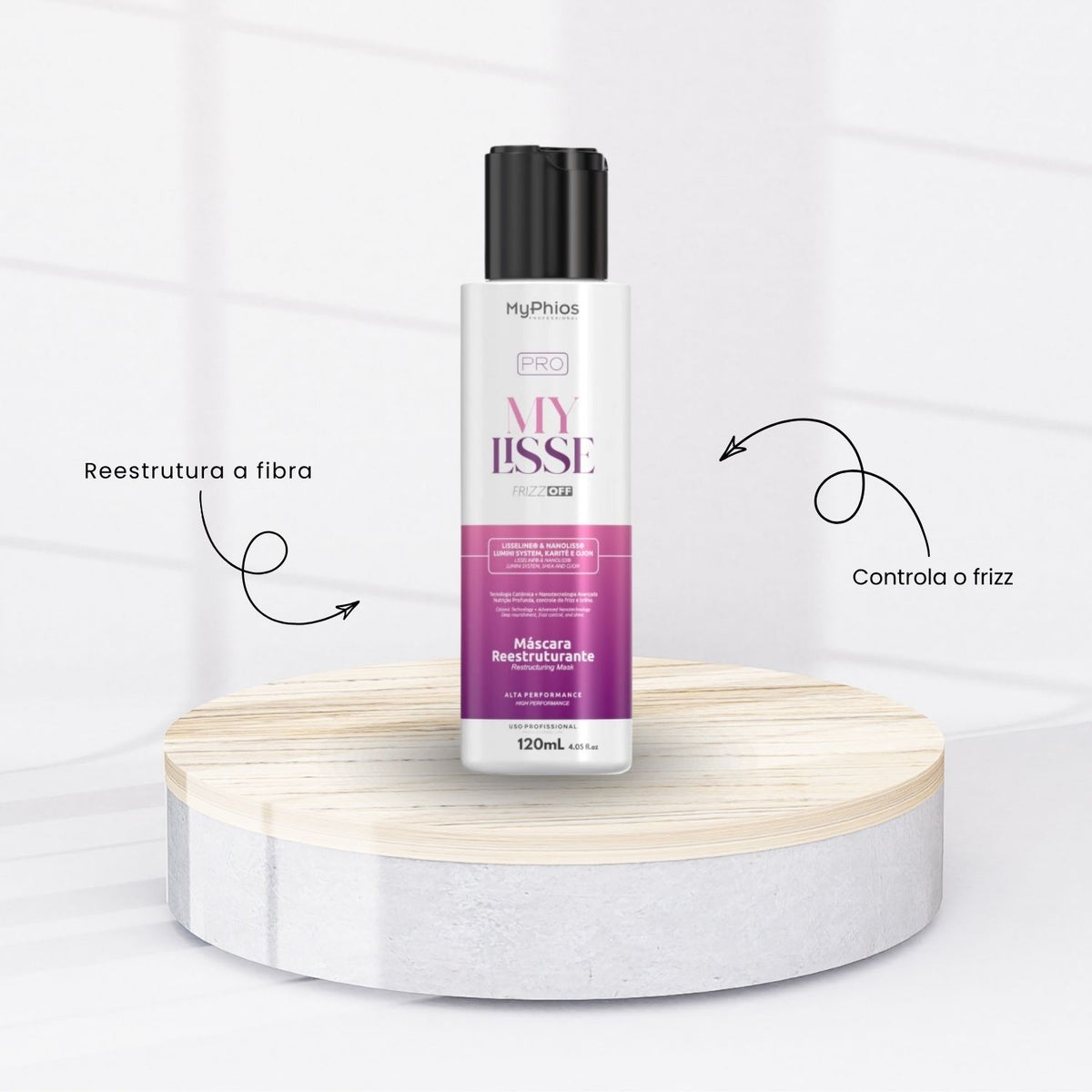 Máscara MyPhios Pro My Lisse Frizz Off Reestruturante Reducao Frizz 120 ml