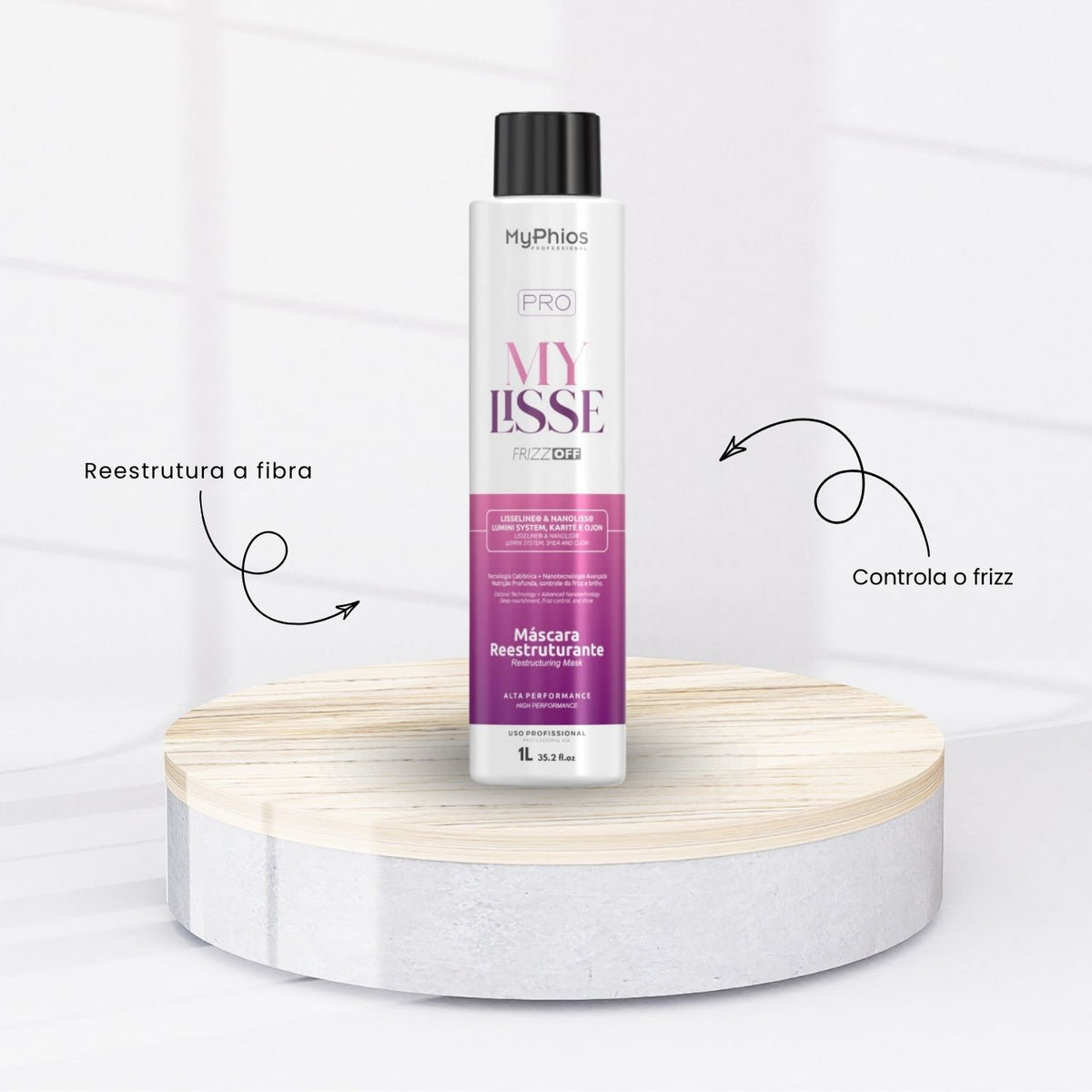 Máscara MyPhios Pro My Lisse Frizz Off Reestruturante Reducao Frizz 1 Litro