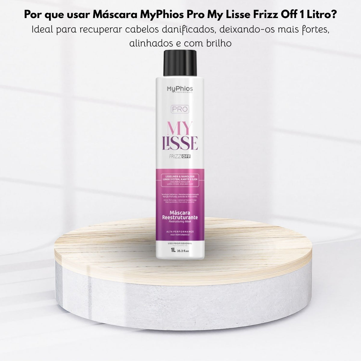 Máscara MyPhios Pro My Lisse Frizz Off Reestruturante Reducao Frizz 1 Litro