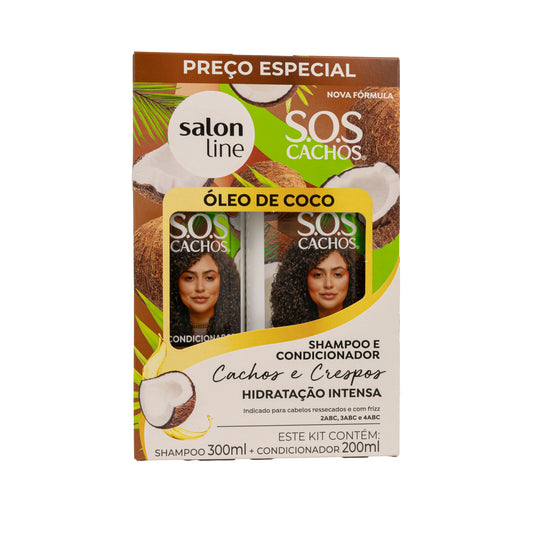 Kit Salon Line S.O.S Cachos Coco Shampoo e Condicionador para Cabelo Cacheado